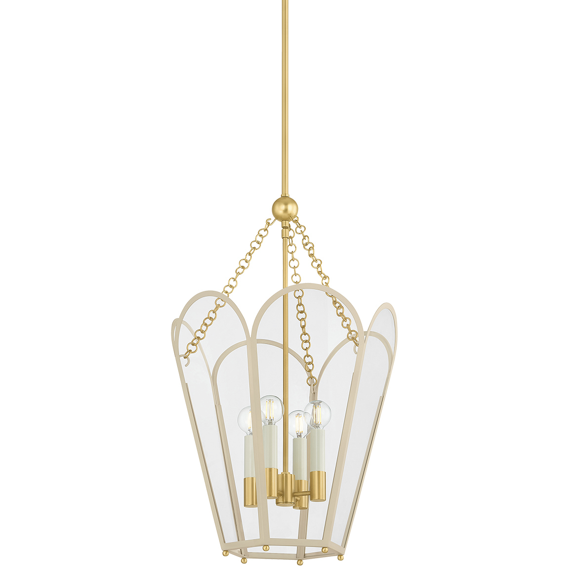 Clarisse 4 Light 16 inch Aged Brass and Soft Bisque Lantern Ceiling Light
