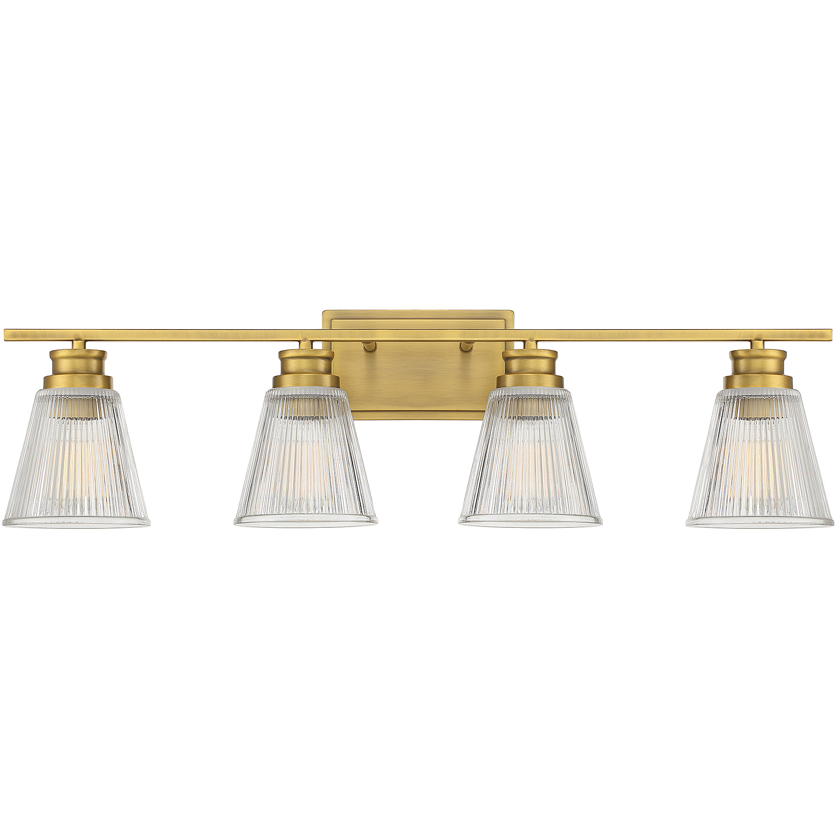 Transitional 4 Light 32 inch Natural Brass Bathroom Vanity Light Wall Light