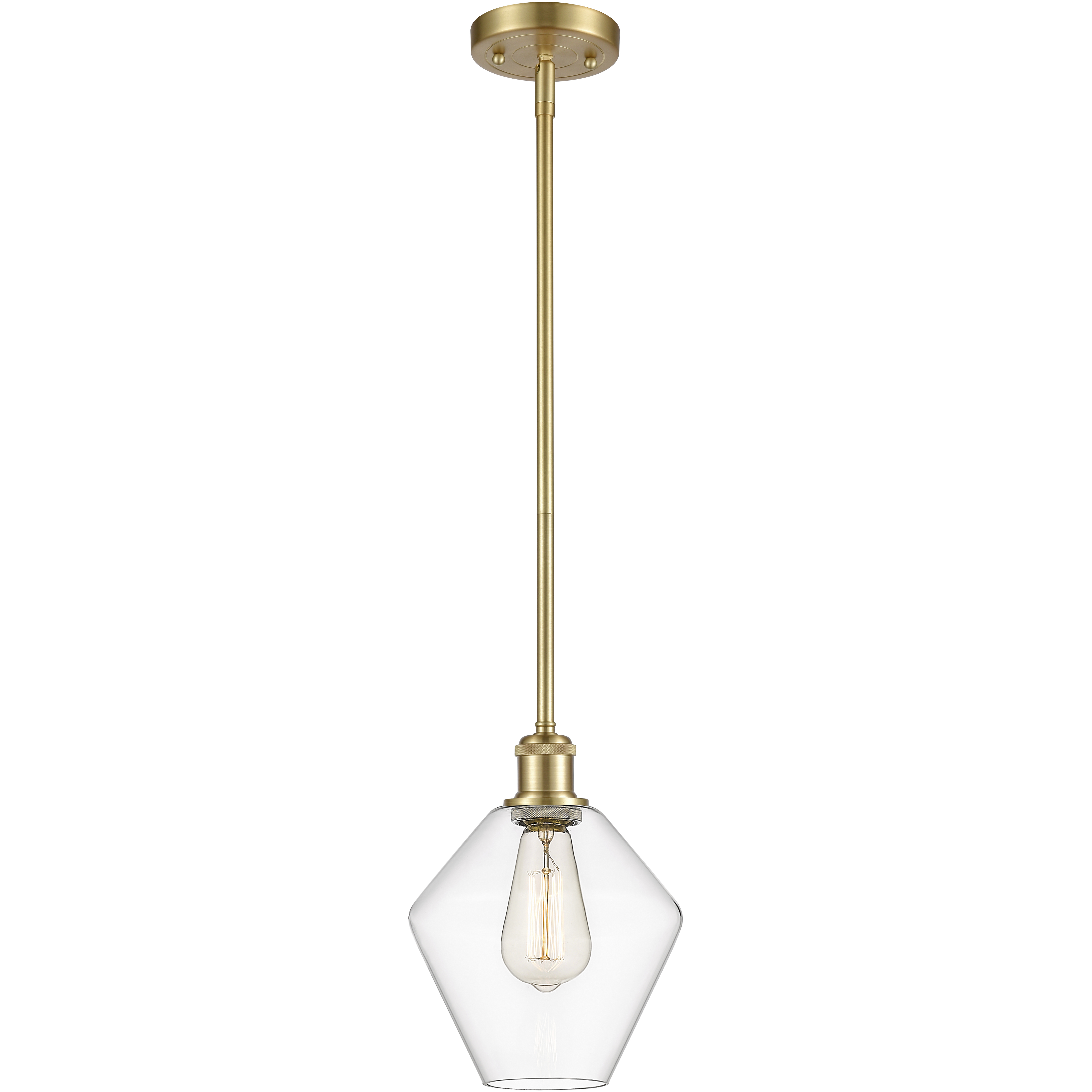 Ballston Cindyrella LED 8 inch Satin Gold Mini Pendant Ceiling Light in Clear Glass