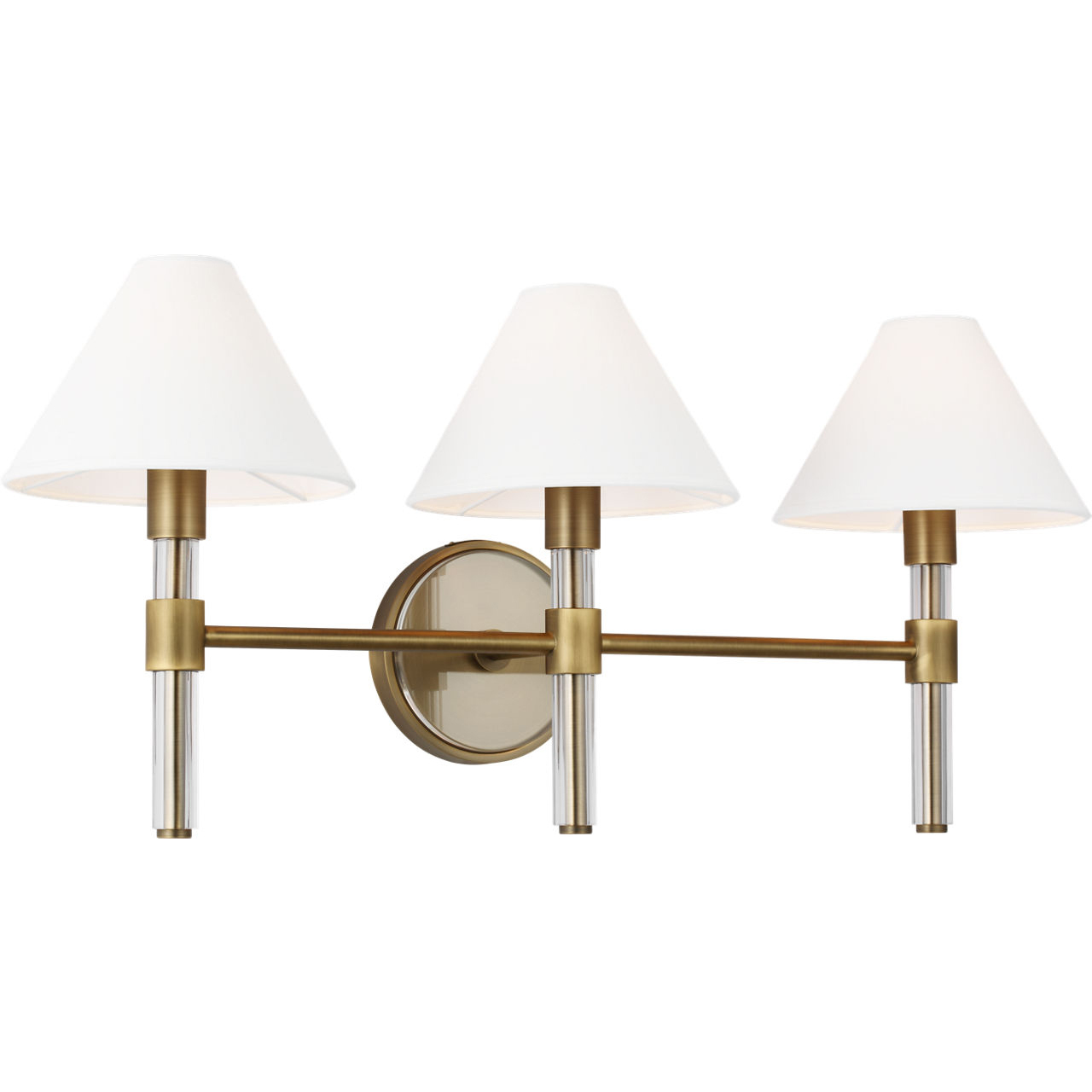 Robert 3 Light 26.5 inch Time Worn Brass / Clear Acrylic Vanity Light Wall Light