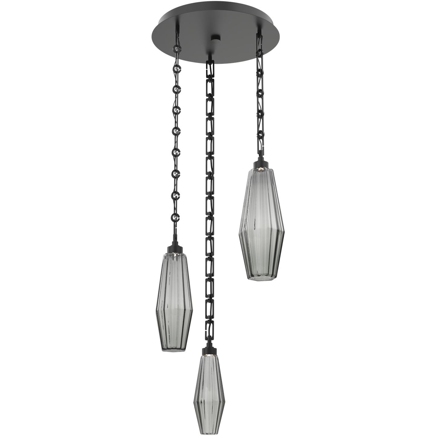 Aalto LED 17.8 inch Matte Black Multi-Pendant Ceiling Light in 3000K LED, Smoke, Rectangular Chain