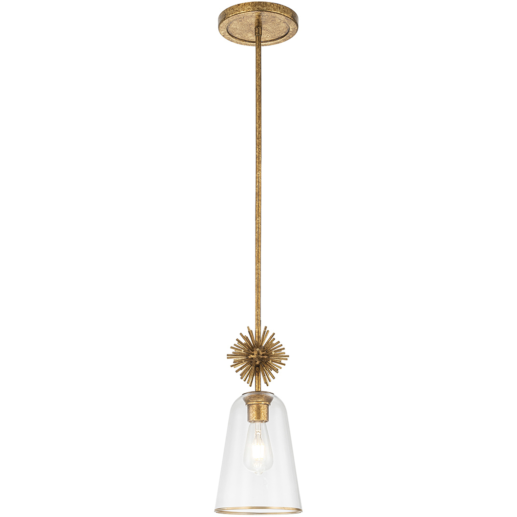 Staring 1 Light 7.25 inch Clear Glass and Distressed Gold Pendant Ceiling Light