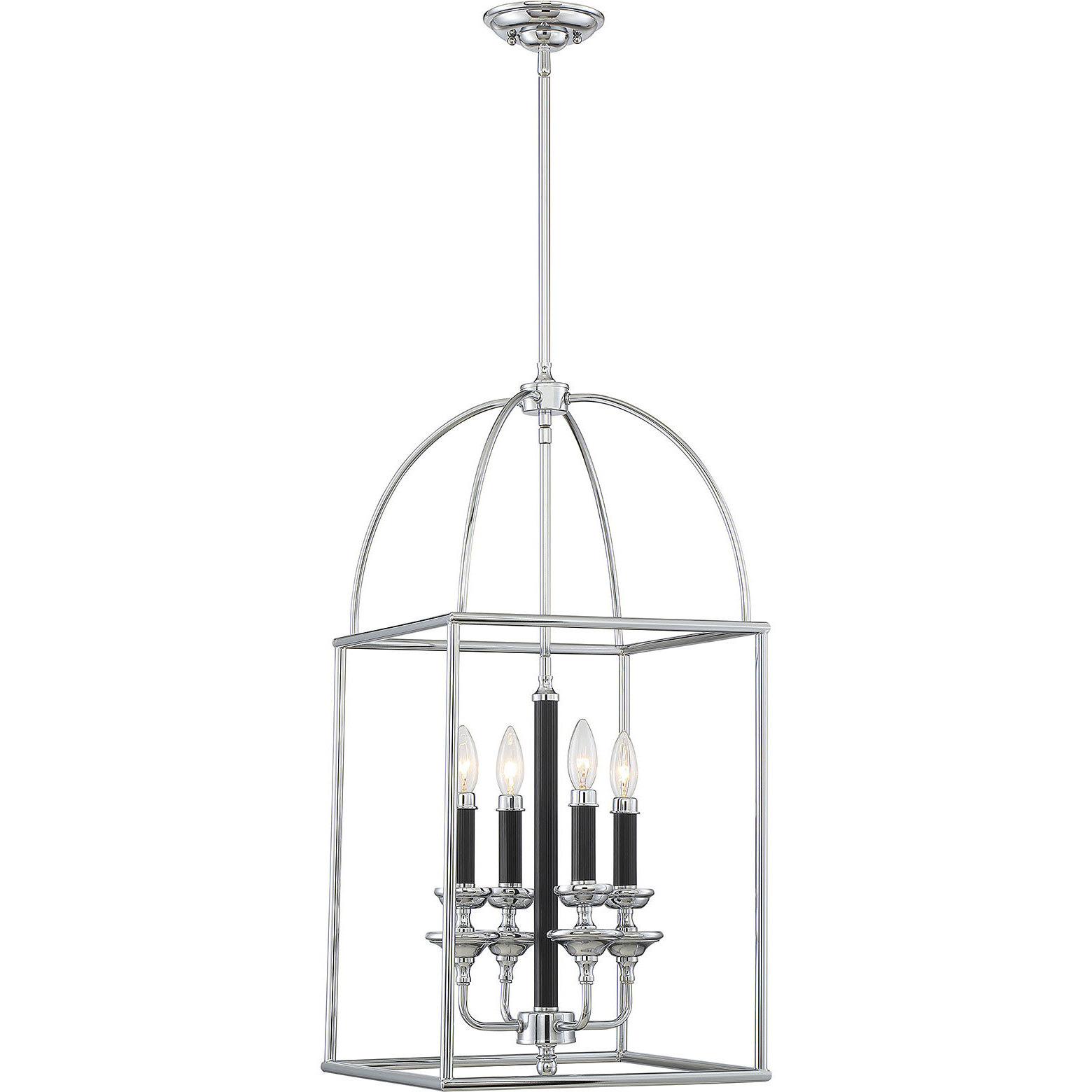 Davidson 4 Light 14 inch Matte Black with Polished Chrome Pendant Ceiling Light