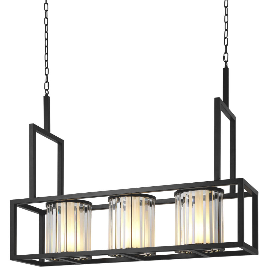 Carducci 3 Light 12.6 inch Black and Crystal Glass and Alabaster Look Chandelier Ceiling Light