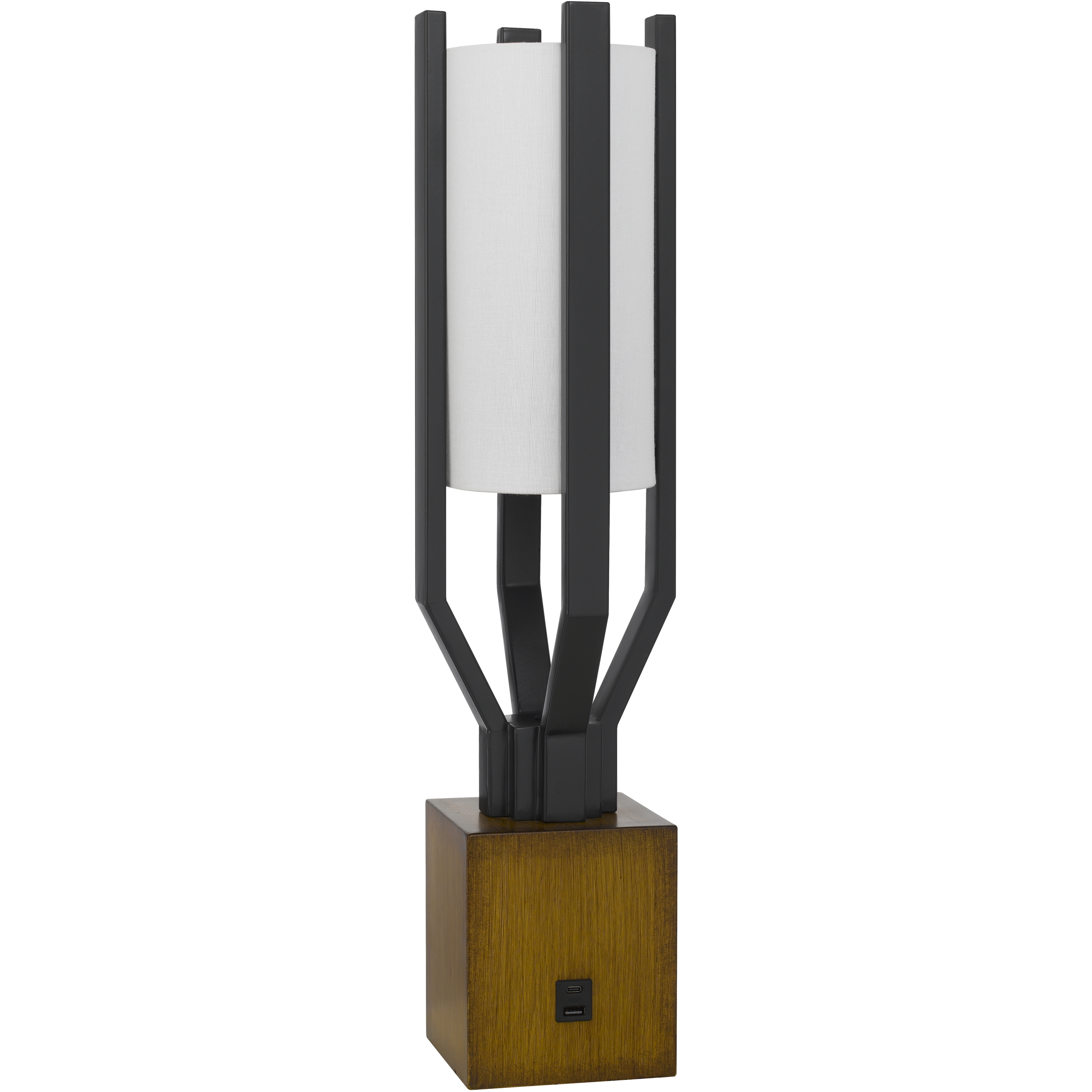 Woodsmere 25 inch 9 watt Matte Black and Wood Table Lamp Portable Light