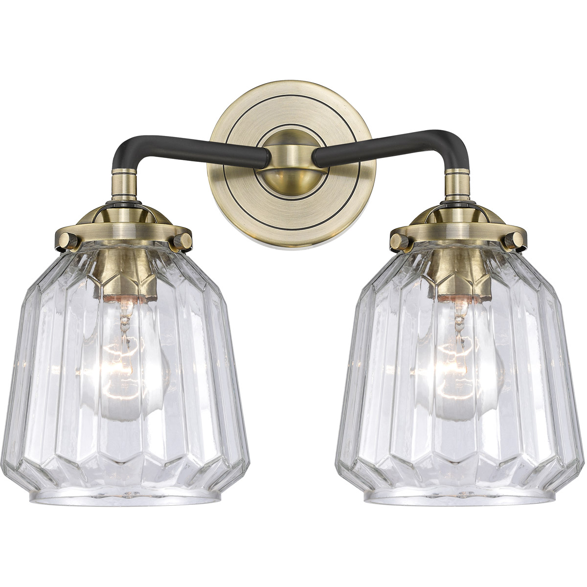 Nouveau Chatham LED 14 inch Black Antique Brass Bath Vanity Light Wall Light in Clear Glass, Nouveau