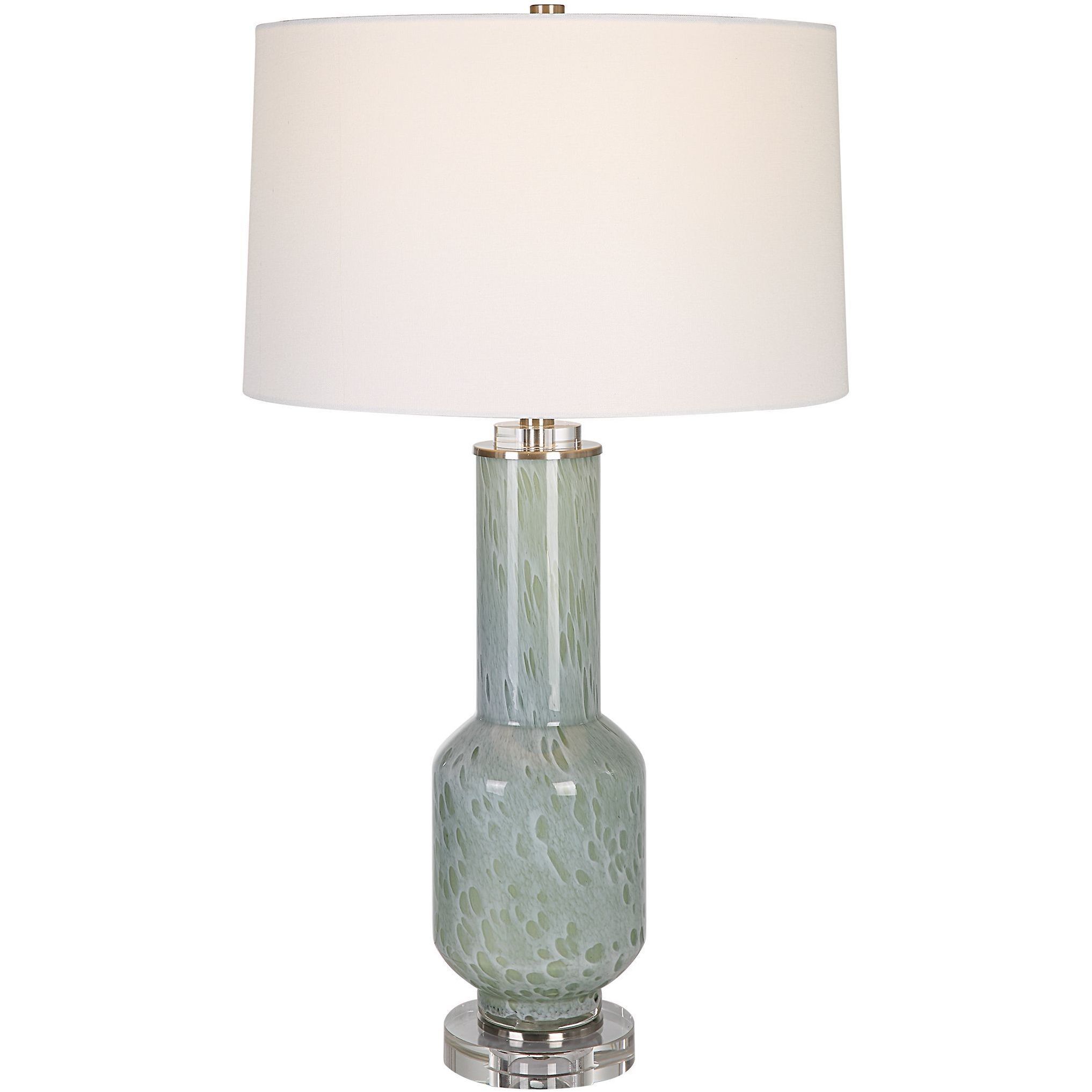 Imperia 30 inch 150 watt Aqua Gray Bubble Glass and Brushed Nickel Table Lamp Portable Light
