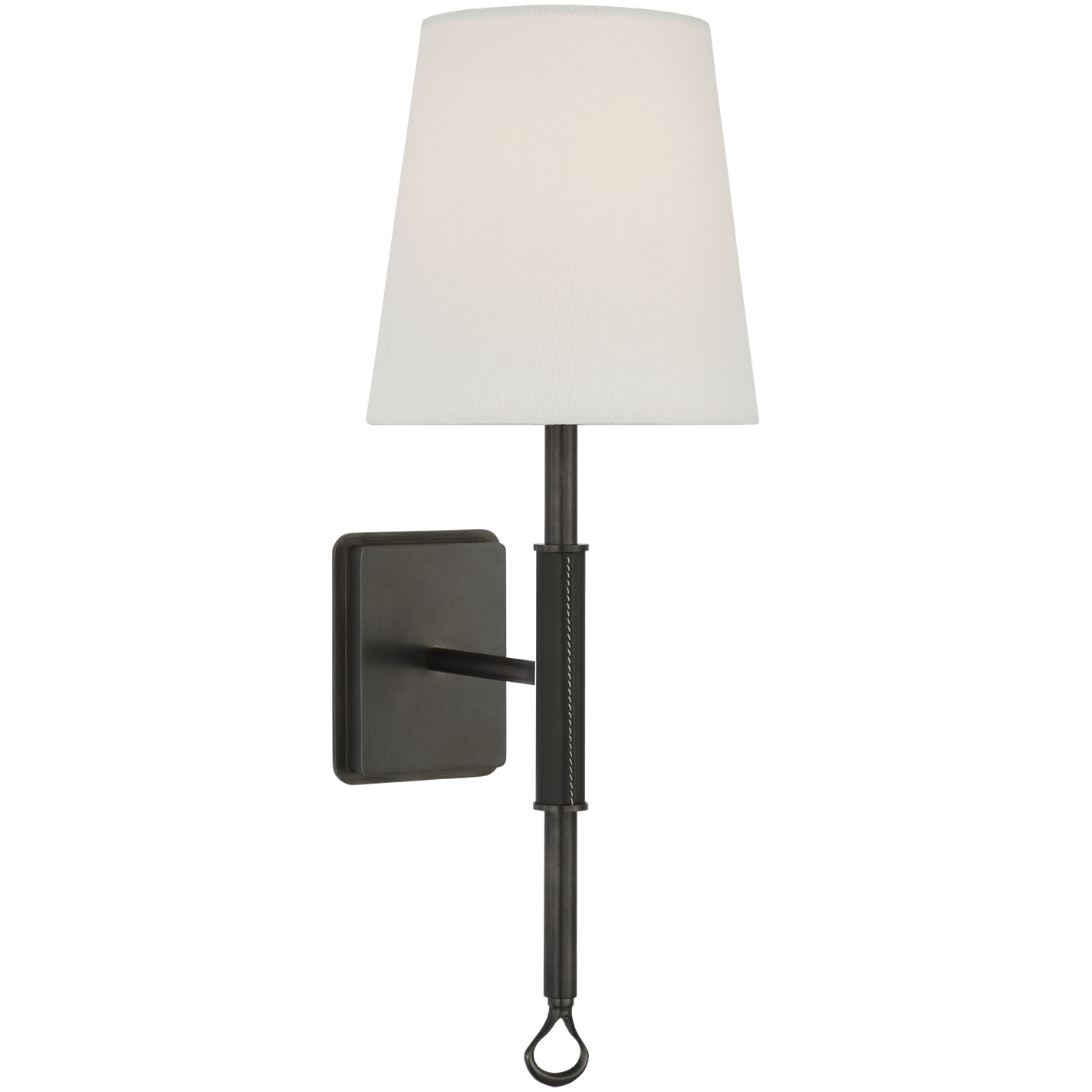 Amber Lewis Griffin LED 5.75 inch Bronze and Chocolate Leather Sconce Wall Light