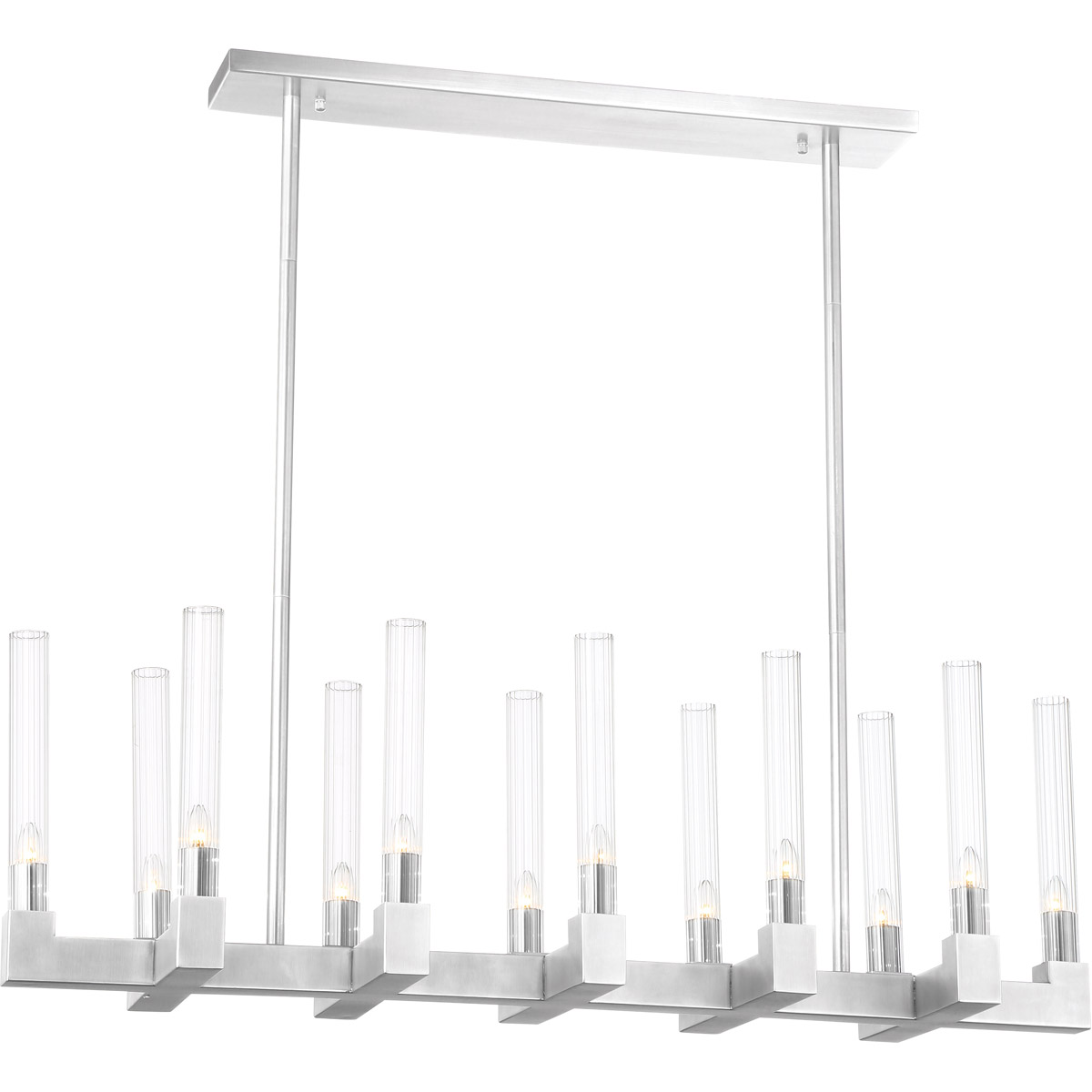 Placid 12 Light 10 inch Polished Nickel with Fluted Glass Chandelier Ceiling Light