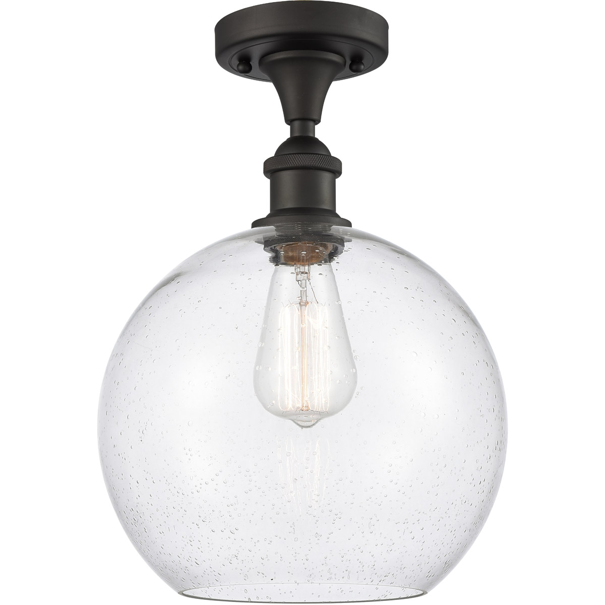 Ballston Large Athens 1 Light 10 inch Oil Rubbed Bronze Semi-Flush Mount Ceiling Light in Seedy Glass, Ballston