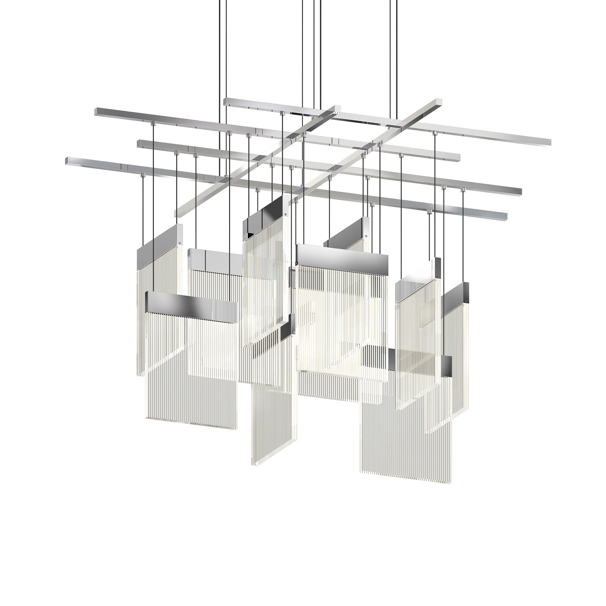V Panels 11 Light 46.75 inch Polished Chrome Pendant Ceiling Light