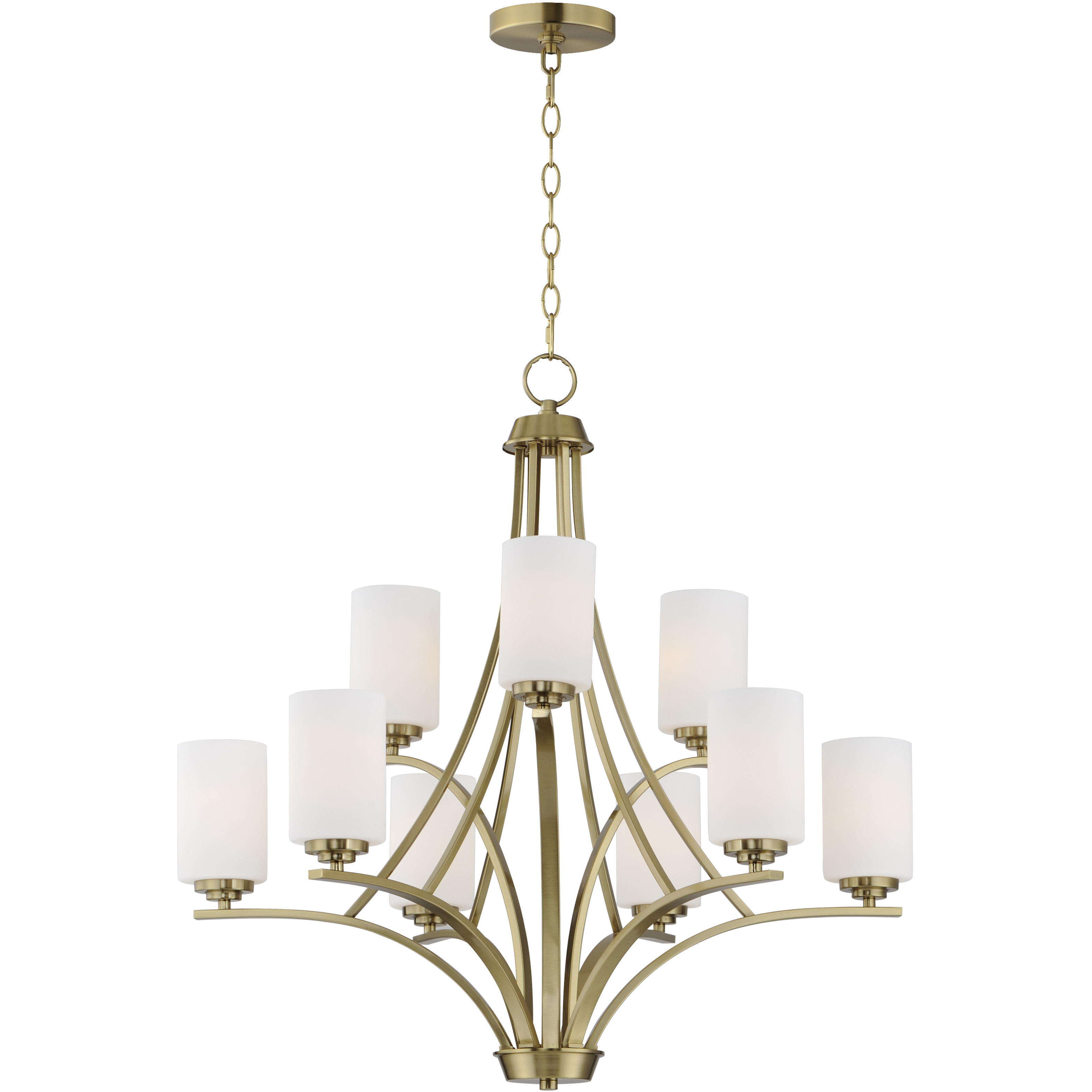 Deven 9 Light 32 inch Satin Brass Multi-Tier Chandelier Ceiling Light