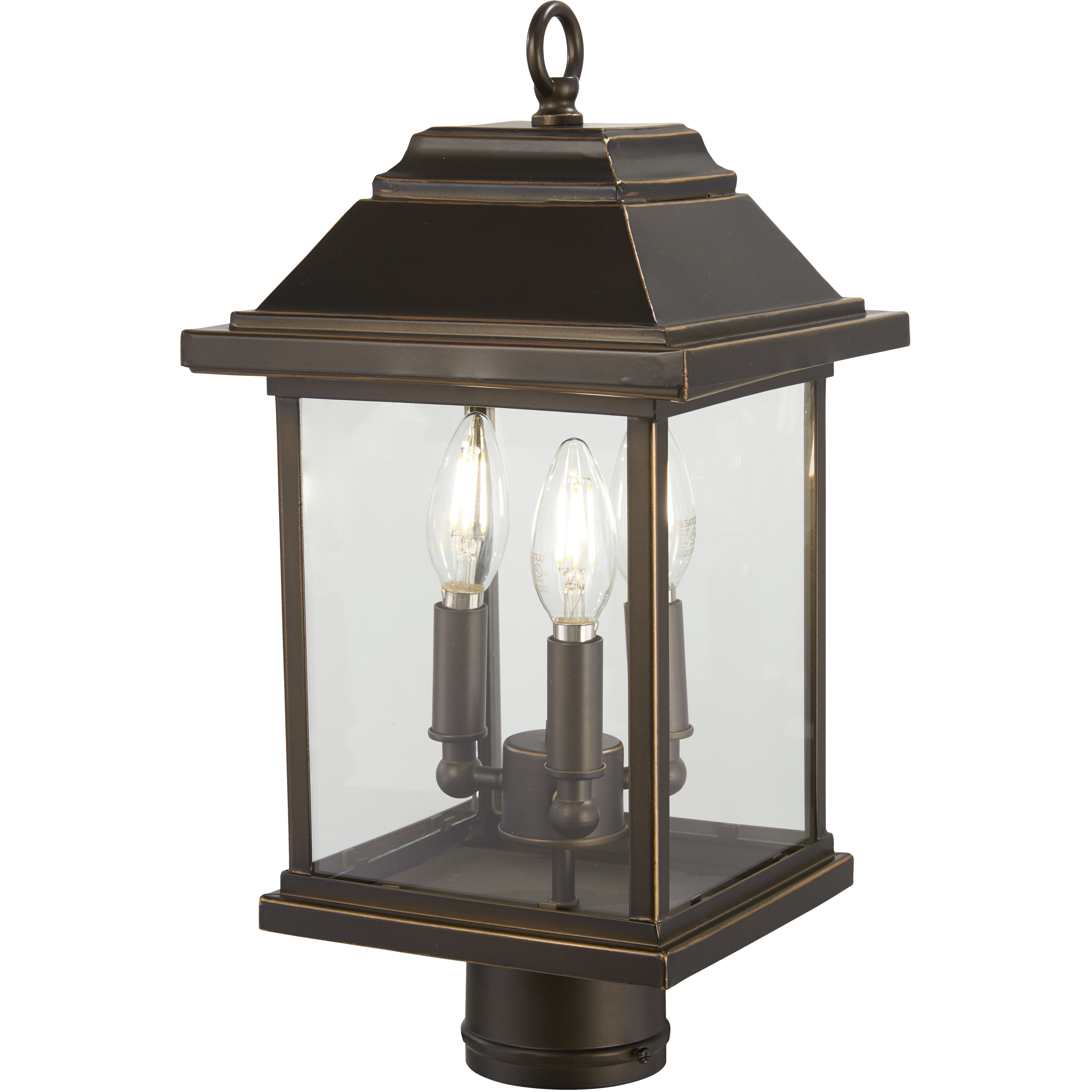 Mariner's Pointe 3 Light 17 inch Oil Rubbed Bronze/Gold Outdoor Post, Great Outdoors
