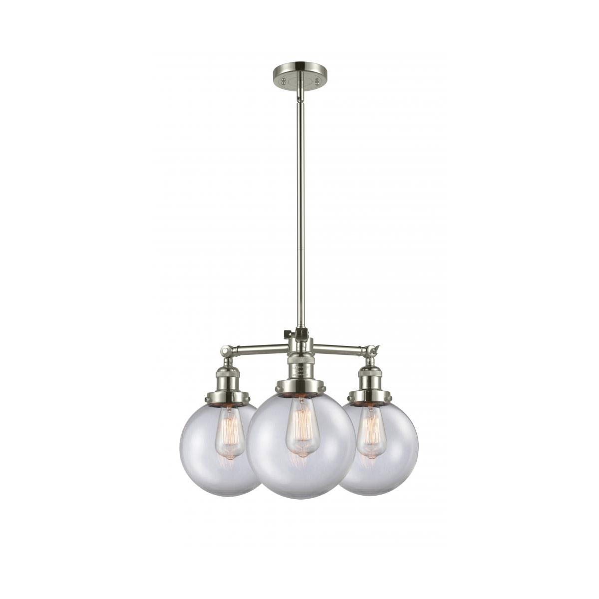 Franklin Restoration Large Beacon 3 Light 22 inch Polished Nickel Chandelier Ceiling Light in Clear Glass, Franklin Restoration