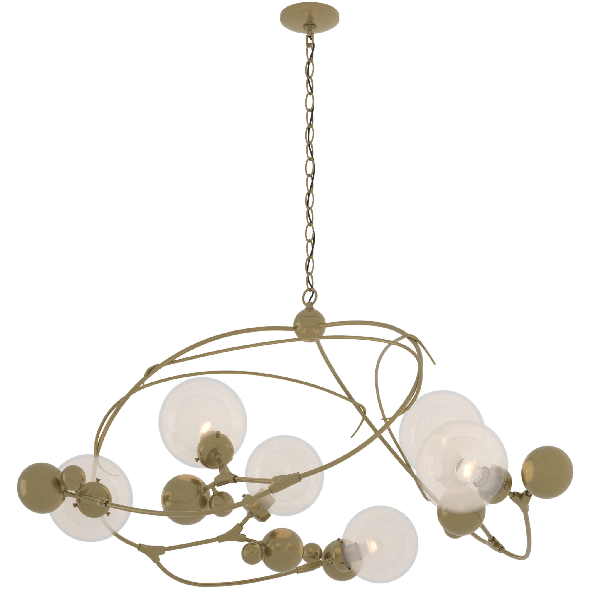 Sprig 6 Light 49.1 inch Modern Brass Pendant Ceiling Light in Opaline, Circular