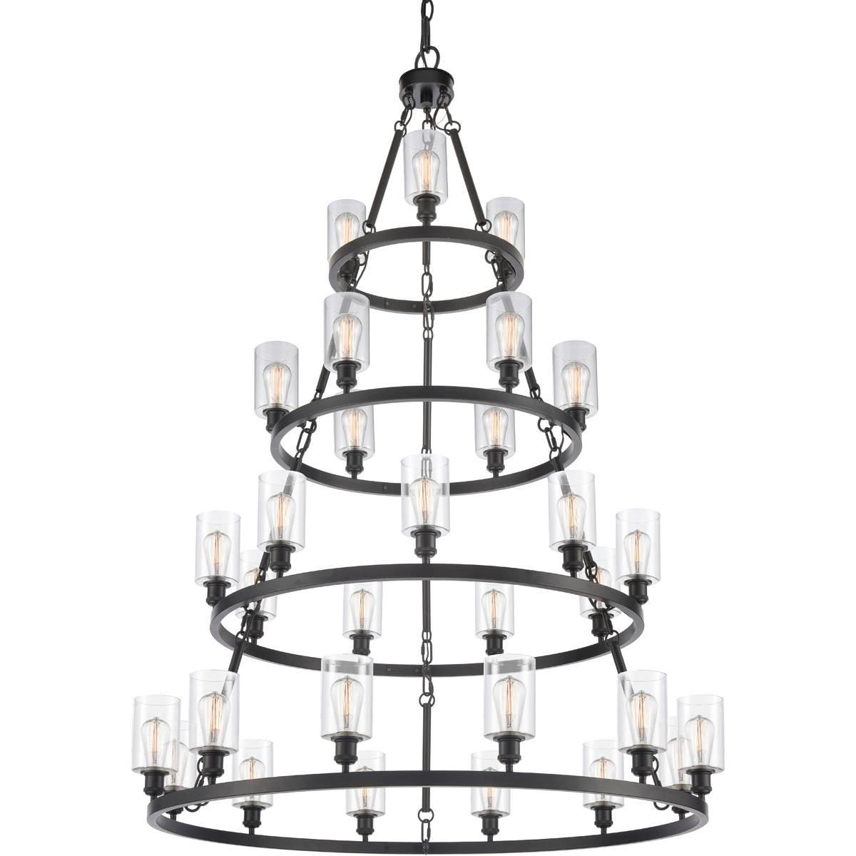 Ballston Saloon 30 Light 50 inch Matte Black Chandelier Ceiling Light in Clear Glass