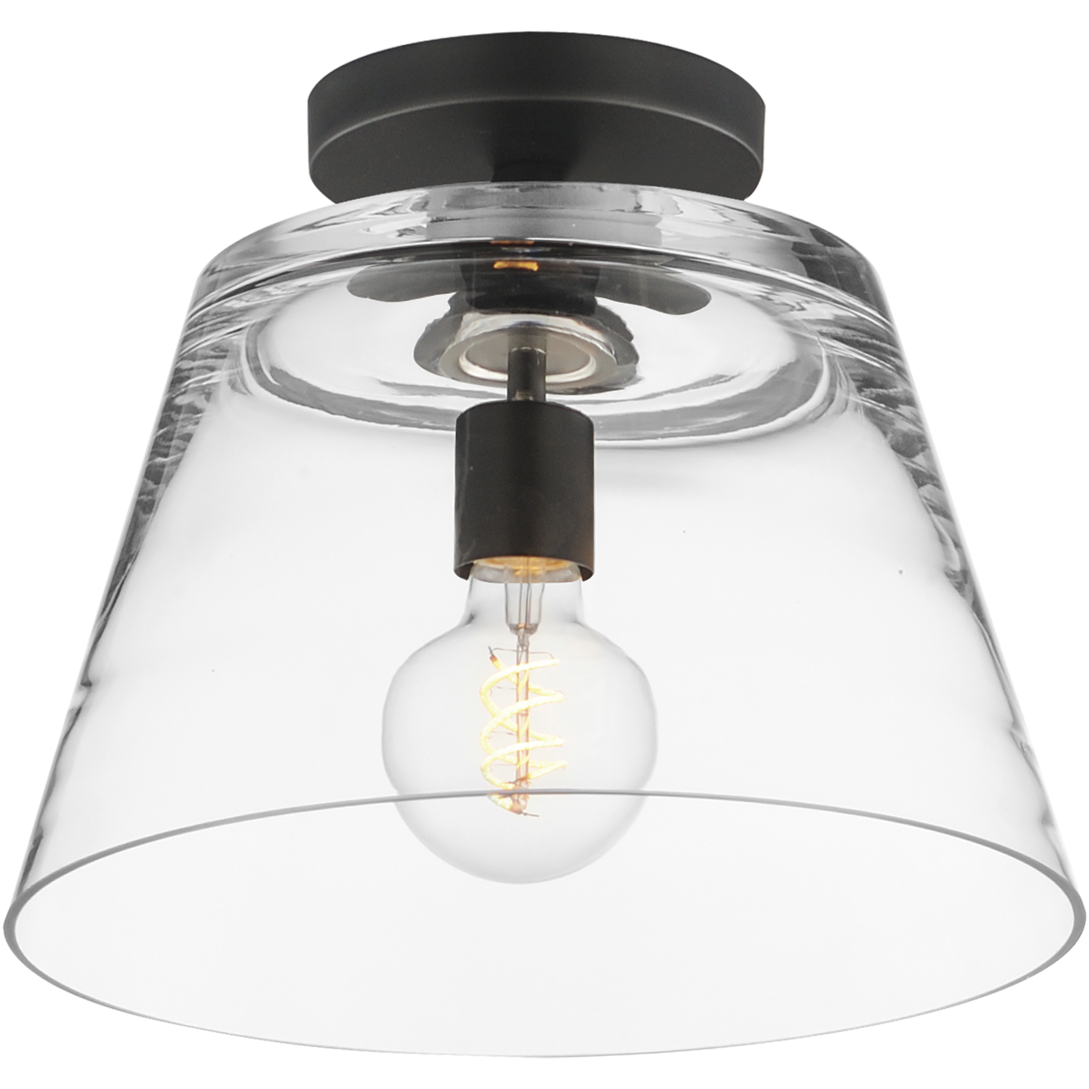 Hudson 1 Light 12 inch Black Single Pendant Ceiling Light in Clear