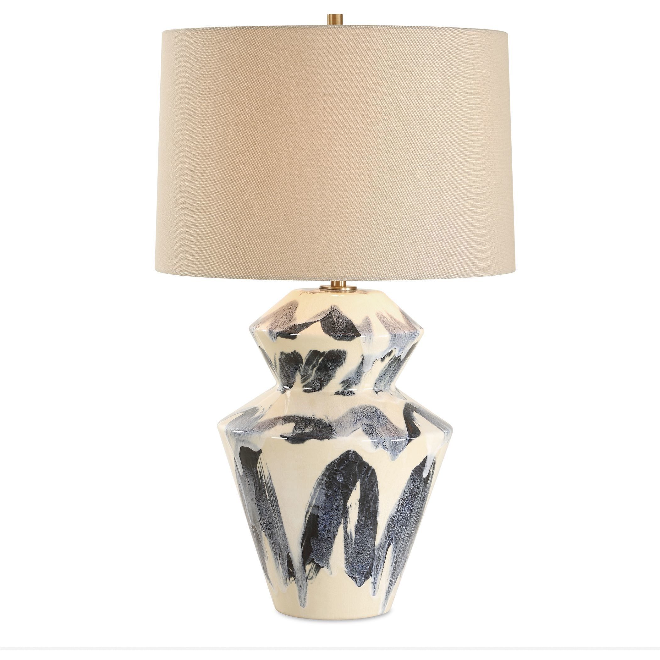 Oranda 28.5 inch 150.00 watt Blue and Cream with Antique Brass Table Lamp Portable Light