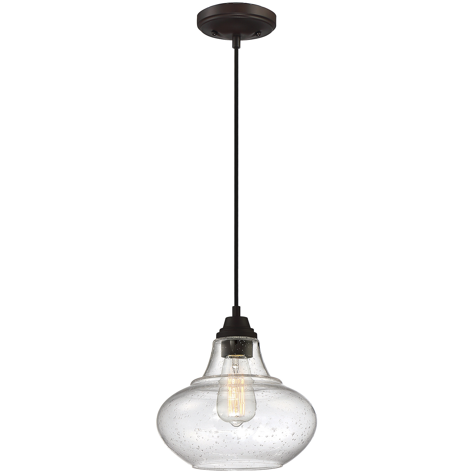 Industrial 1 Light 10 inch Oil Rubbed Bronze Mini-Pendant Ceiling Light