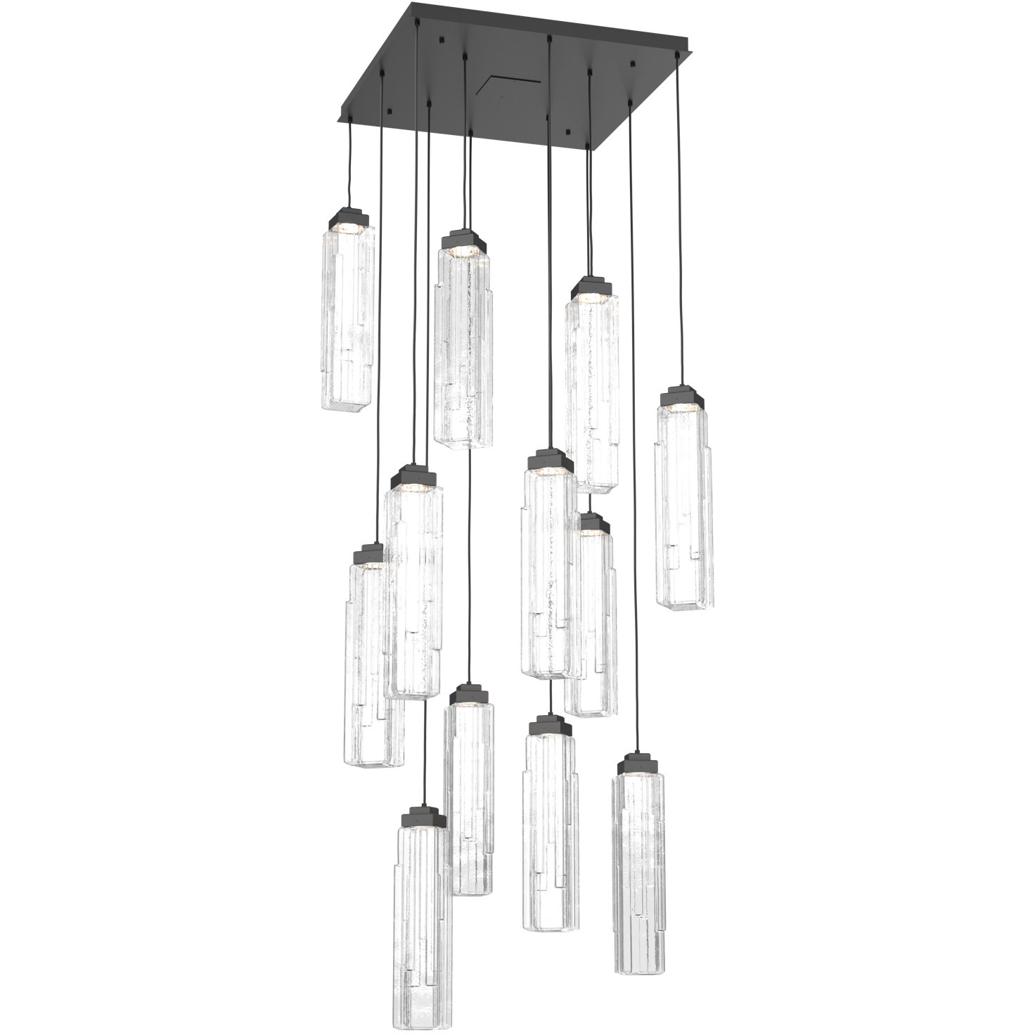 Ledgestone LED Matte Black Chandelier Ceiling Light, Square Multi-Port