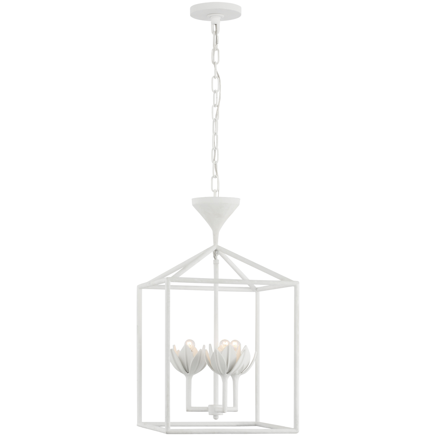 Julie Neill Alberto LED 14 inch Plaster White Open Cage Lantern Ceiling Light, Small