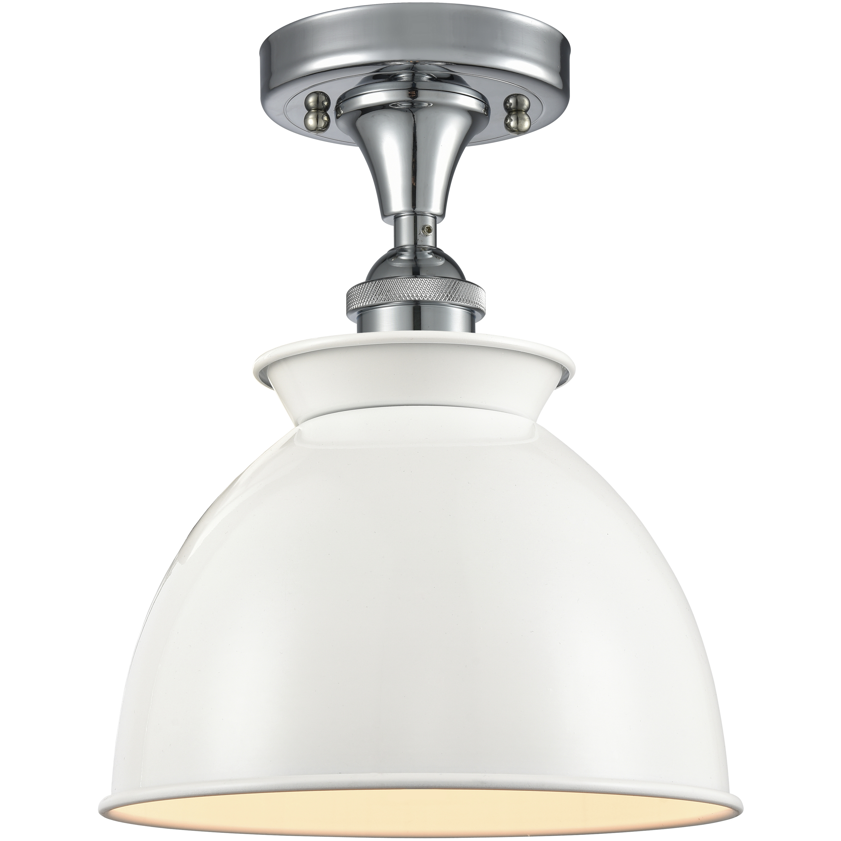 Edison Adirondack 1 Light 8 inch Brushed Satin Nickel Semi-Flush Mount Ceiling Light in White