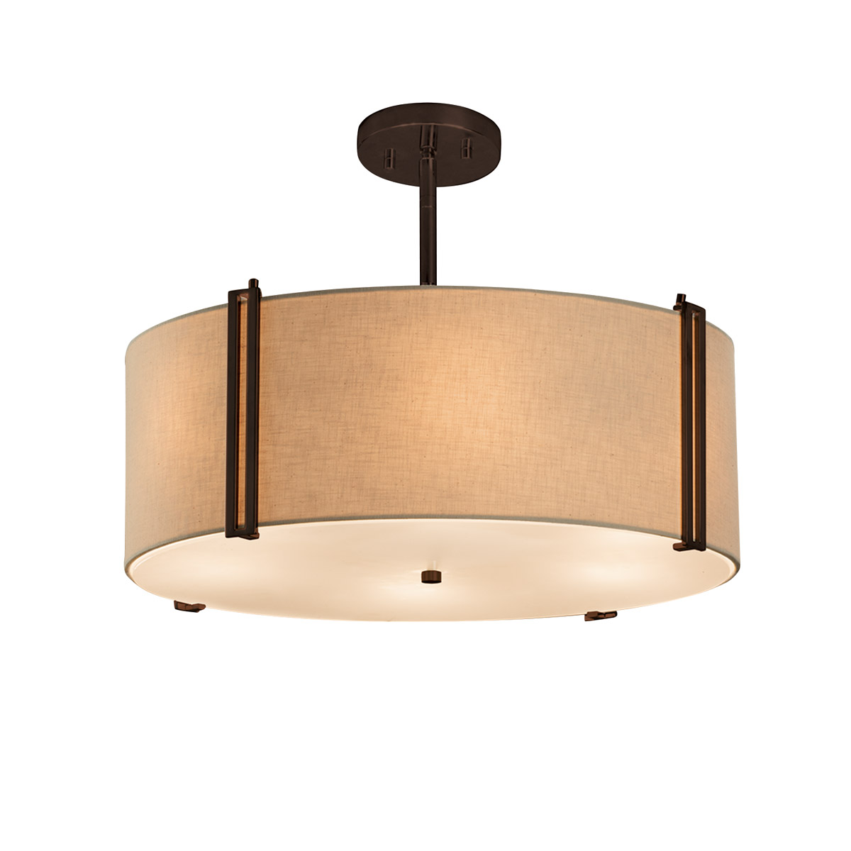 Justice Design FAB 9511 CREM DBRZ Textile Dark Bronze Drum Pendant Ceiling Light in Cream Incandescent