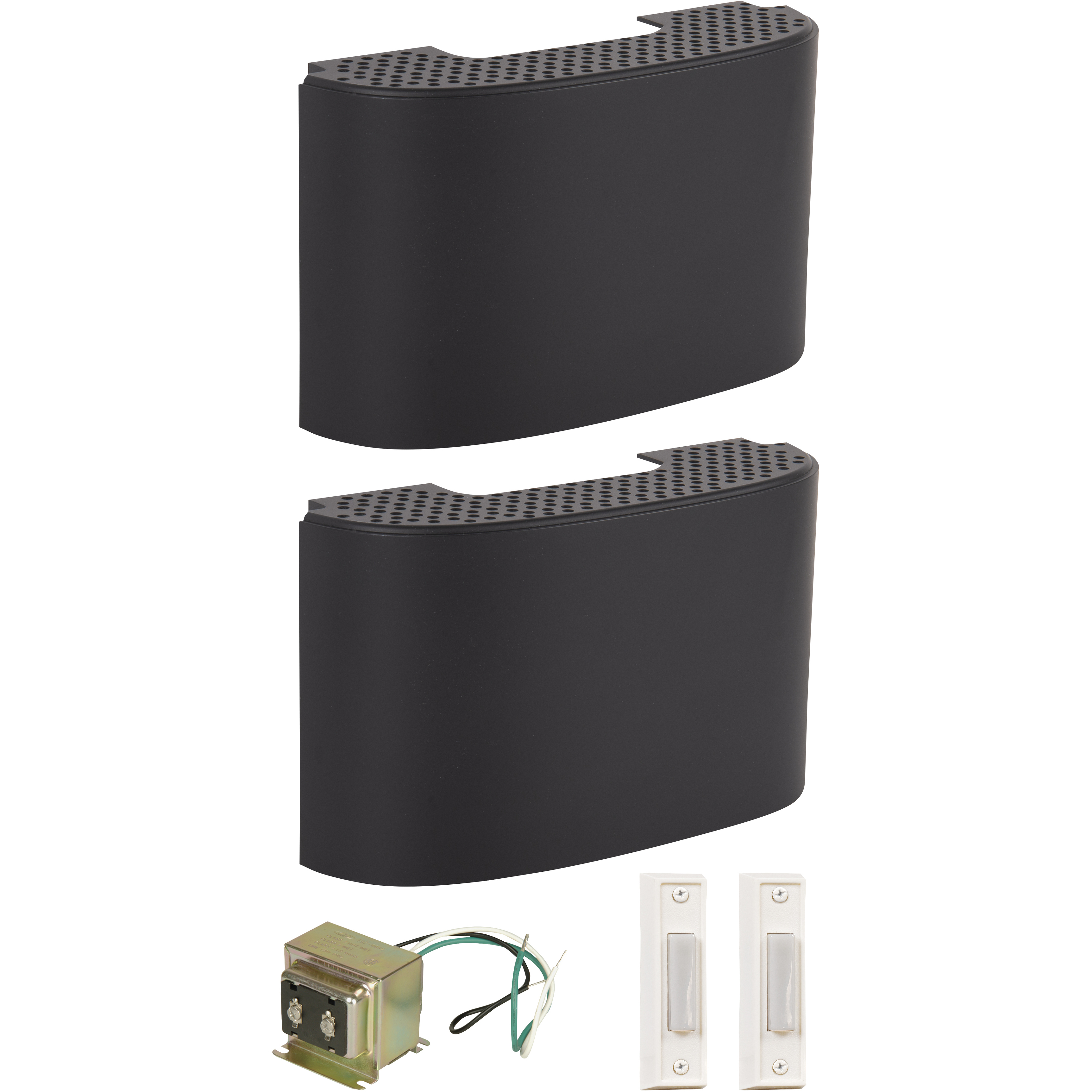 Designer Flat Black Chime Kit, White Buttons