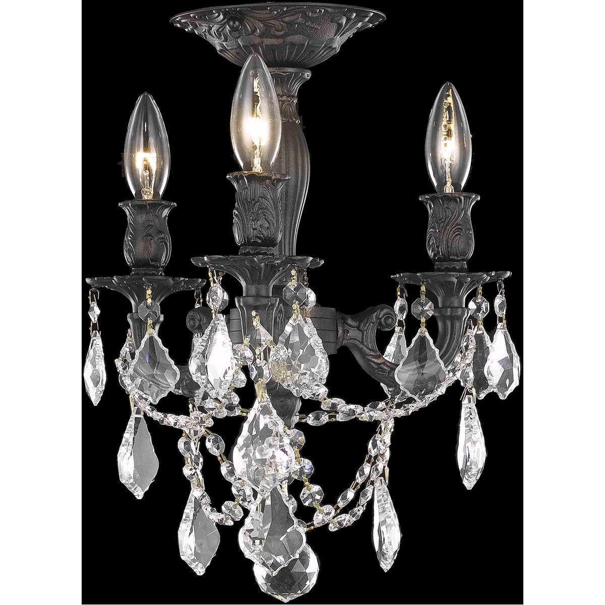 Rosalia 3 Light 13 inch Dark Bronze Flush Mount Ceiling Light in Clear, Royal Cut