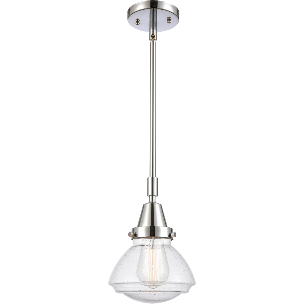 Franklin Restoration Olean LED 7 inch Polished Chrome Mini Pendant Ceiling Light in Seedy Glass