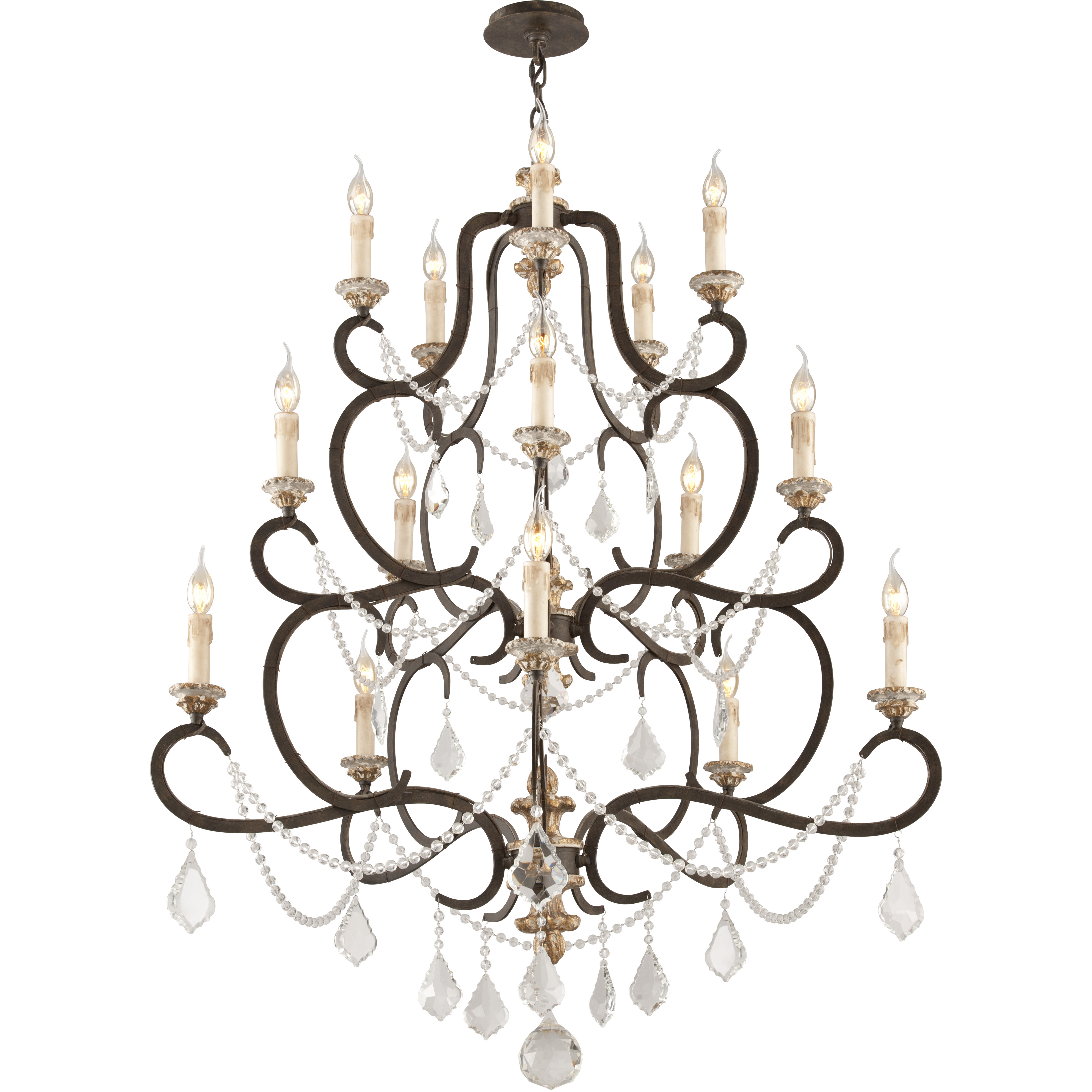 Carolus 15 Light 43 inch Parisian Bronze Chandelier Ceiling Light