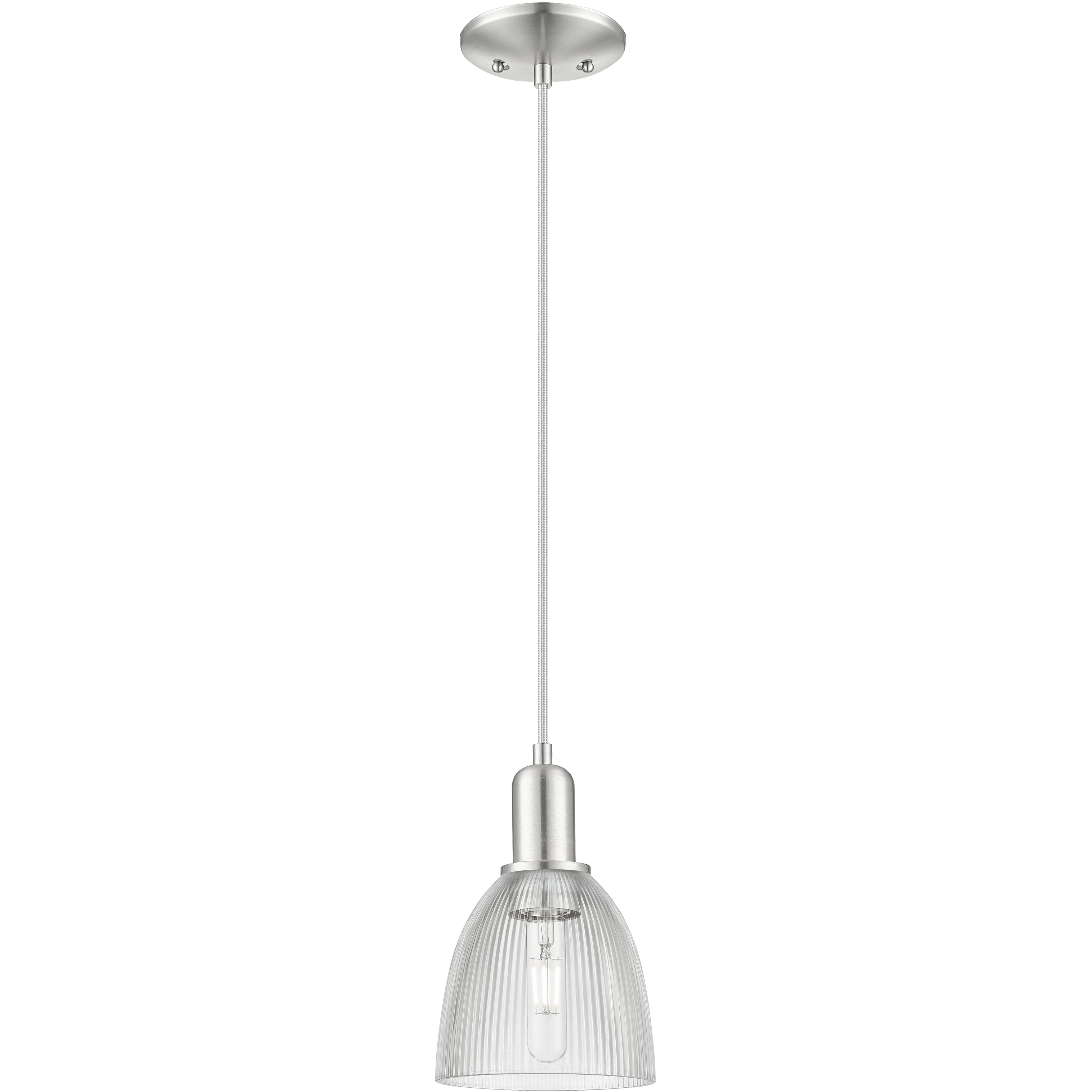 Arcadia Castile 1 Light 6 inch Brushed Satin Nickel Mini Pendant Ceiling Light in Clear