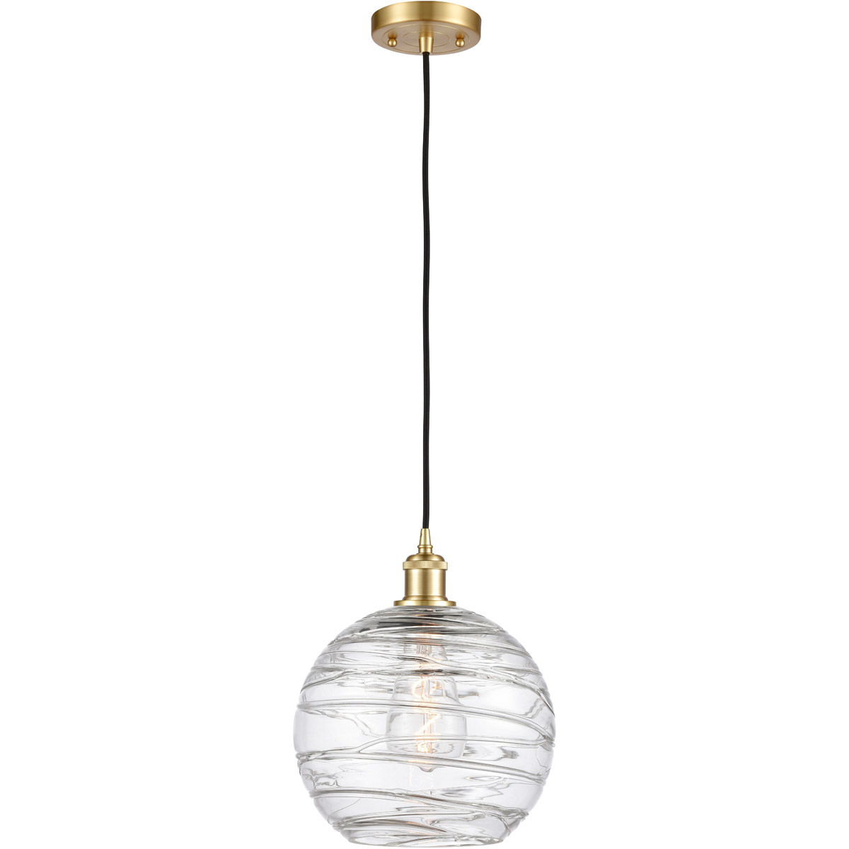 Ballston Large Deco Swirl 1 Light 10 inch Satin Gold Mini Pendant Ceiling Light, Ballston