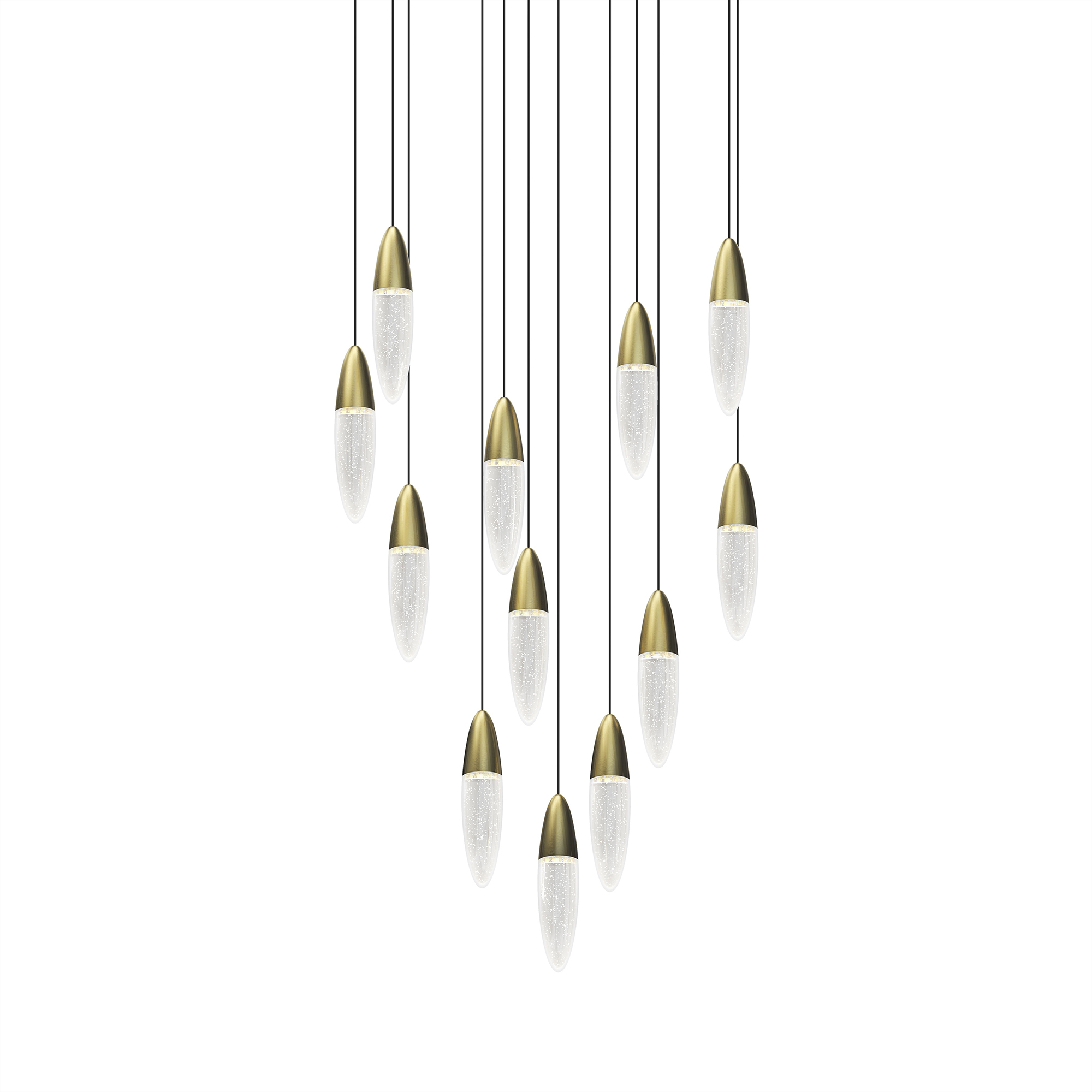 Sultana LED 25.25 inch Satin Brass and Clear Pendant Ceiling Light