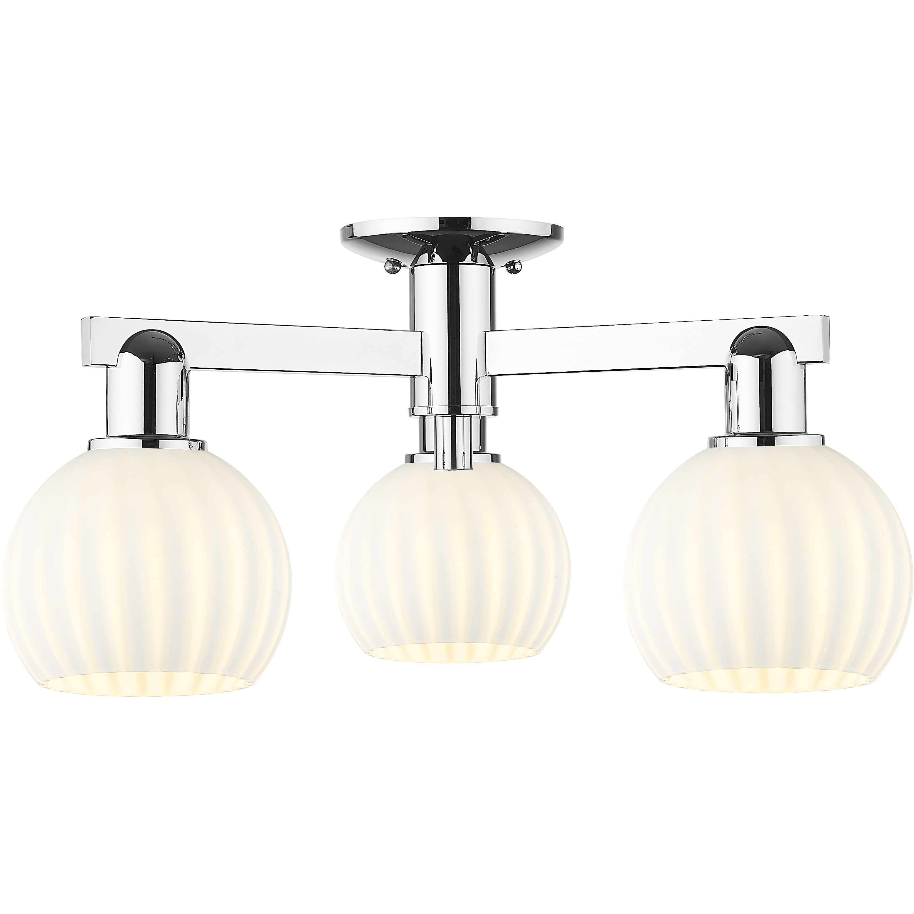 Arcadia White Venetian 3 Light 23.25 inch Polished Chrome Semi-Flush Mount Ceiling Light