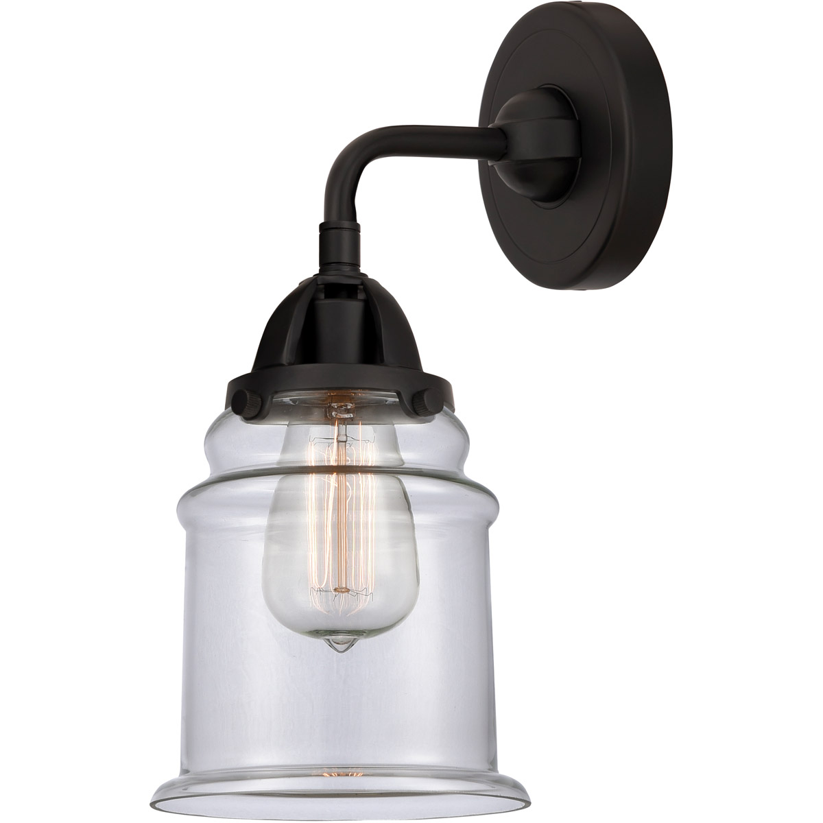 Nouveau 2 Canton LED 6 inch Matte Black Sconce Wall Light in Clear Glass