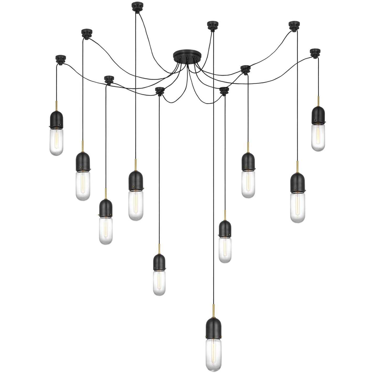 Thomas O'Brien Junio LED 9.5 inch Bronze and Brass Pendant Ceiling Light in Clear Glass, Bronze and Hand-Rubbed Antique Brass