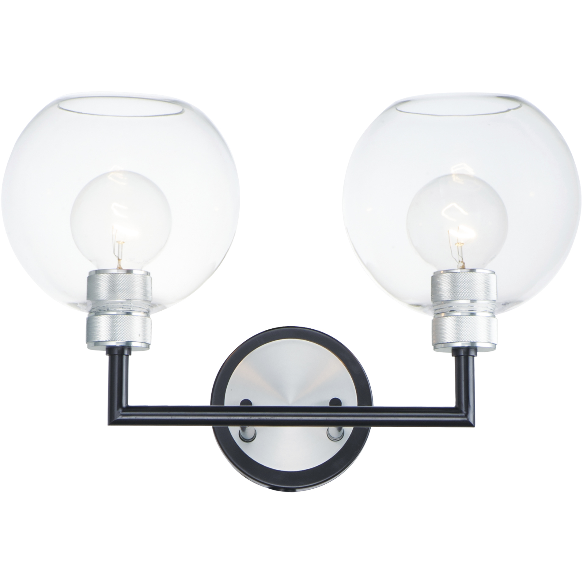 Vessel 2 Light Black and Brushed Aluminum Wall Sconce Wall Light