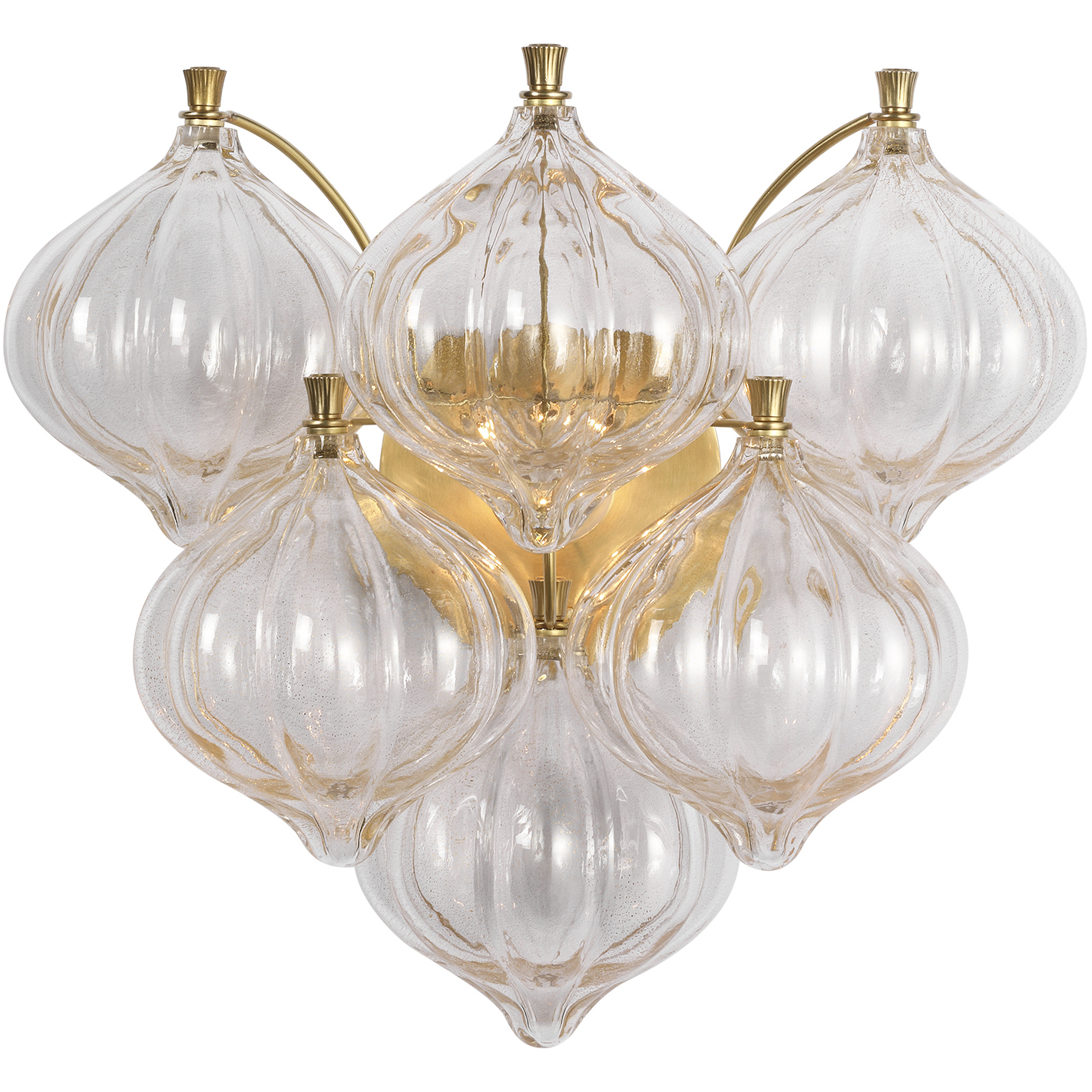 Julie Neill Caselli LED 15.5 inch Hand-Rubbed Antique Brass Sconce Wall Light in Gold Fleck Glass