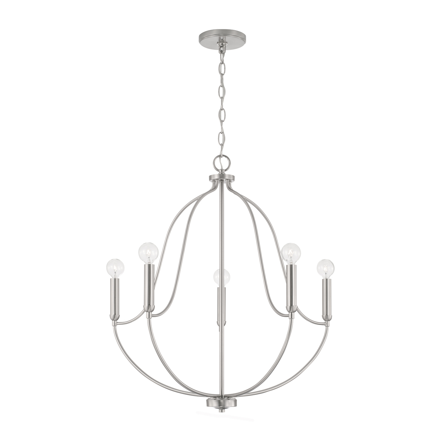 HomePlace by Capital Lighting Madison 5 Light 25 inch Brushed Nickel Chandelier Ceiling Light 447051BN - Open Box