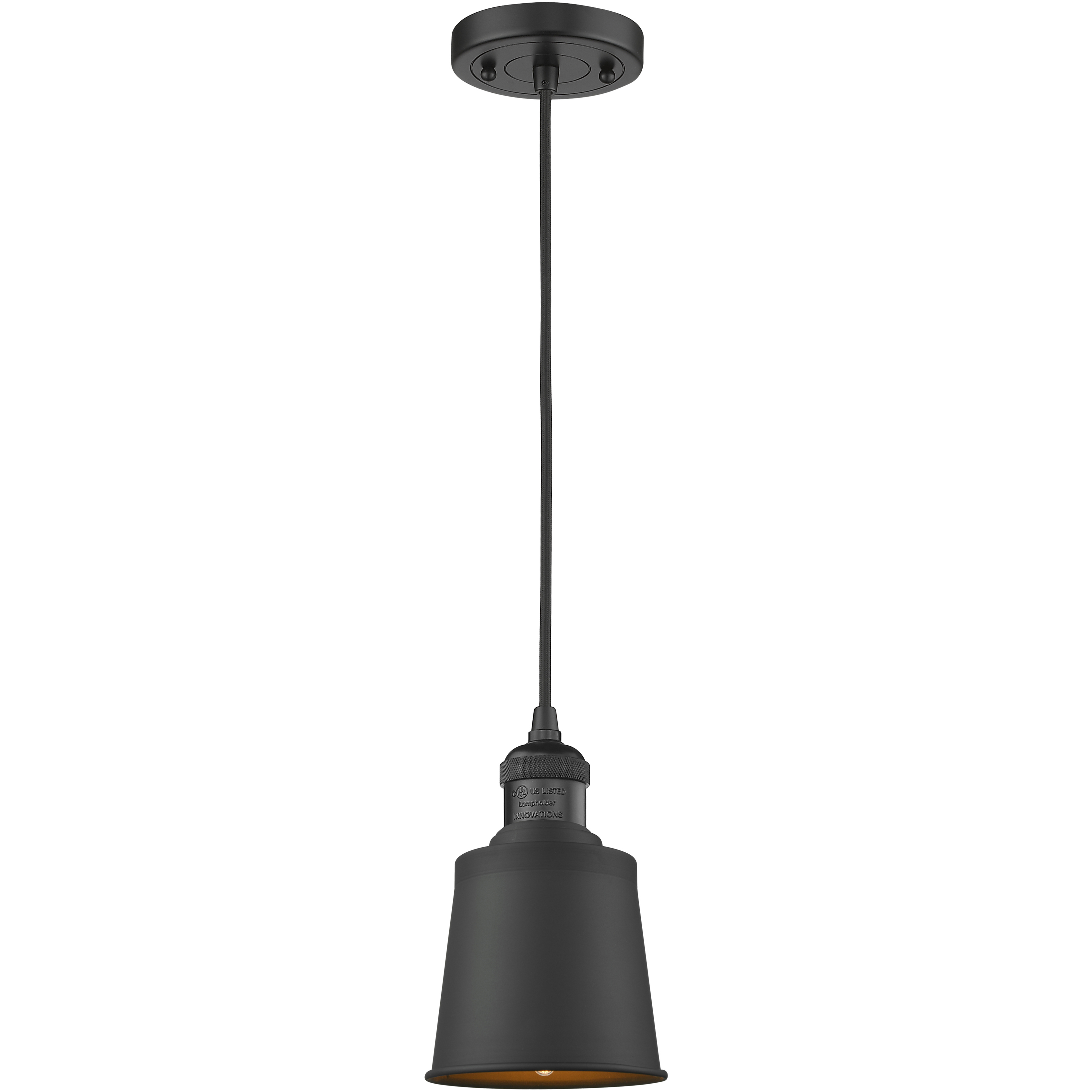 Franklin Restoration Addison 1 Light 5 inch Matte Black Mini Pendant Ceiling Light in Incandescent, Franklin Restoration
