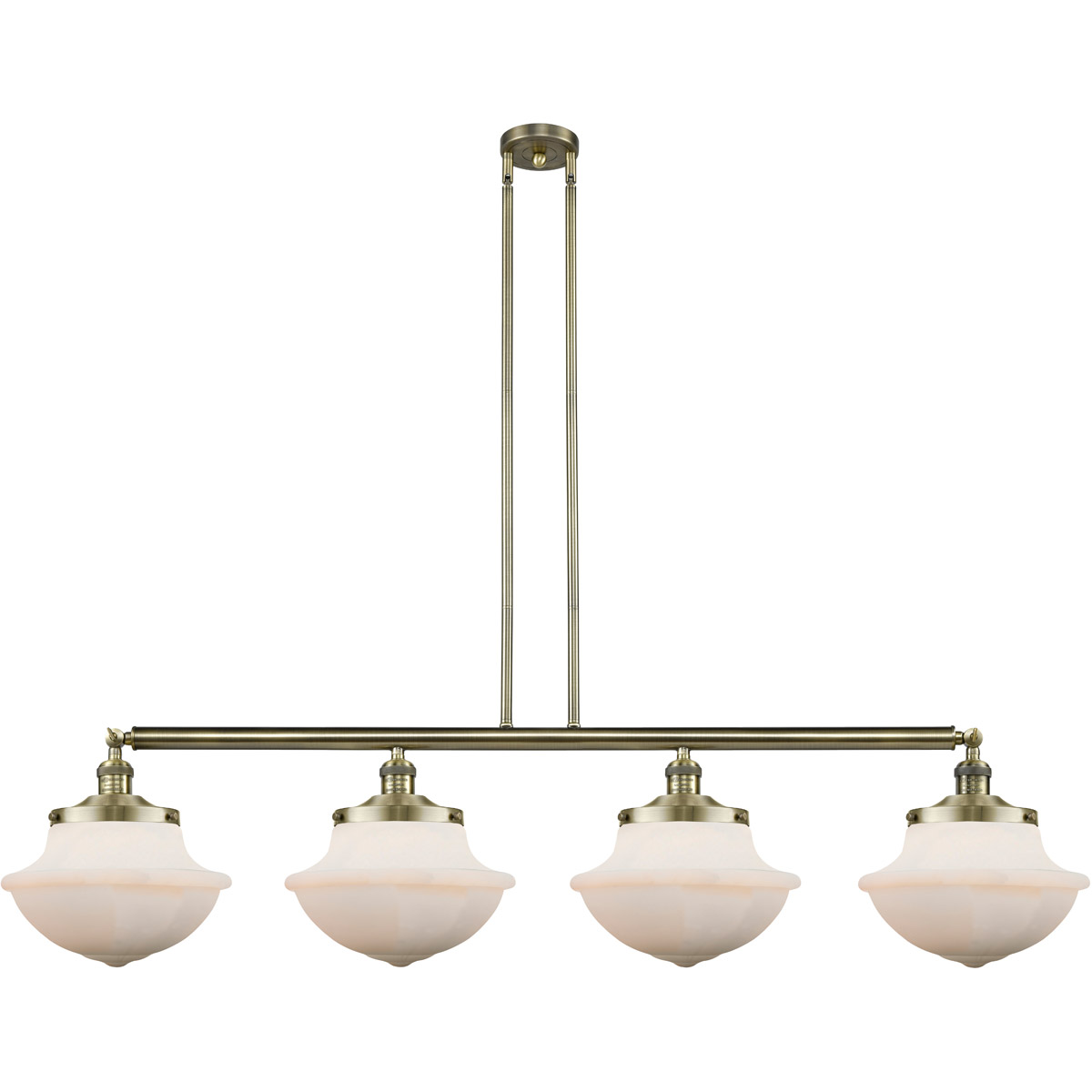 Franklin Restoration Large Oxford 4 Light 54 inch Satin Gold Island Light Ceiling Light in Matte White Glass, Franklin Restoration