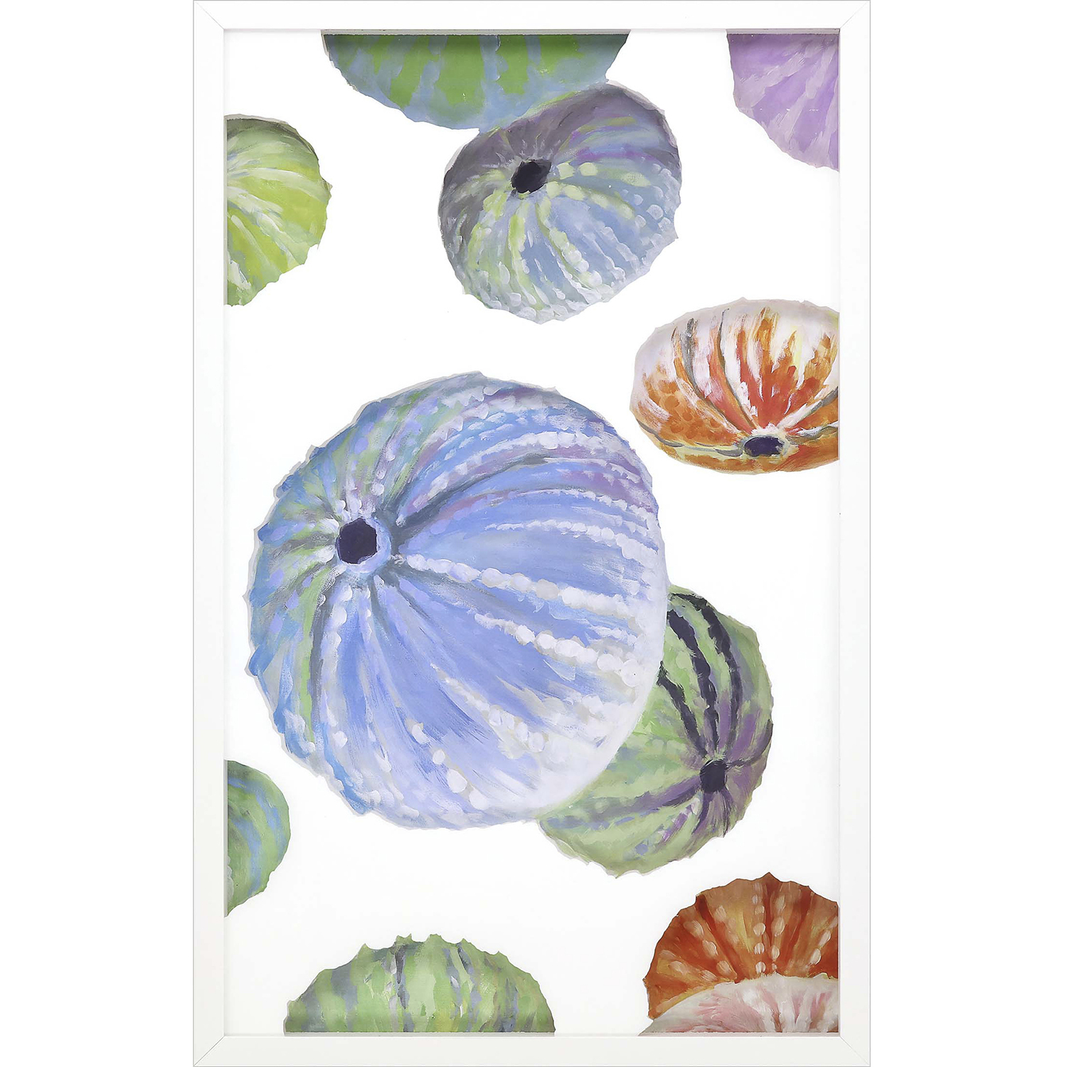 Sea Urchin Blue and Orange and Green and Multi Framed Art, The Studio
