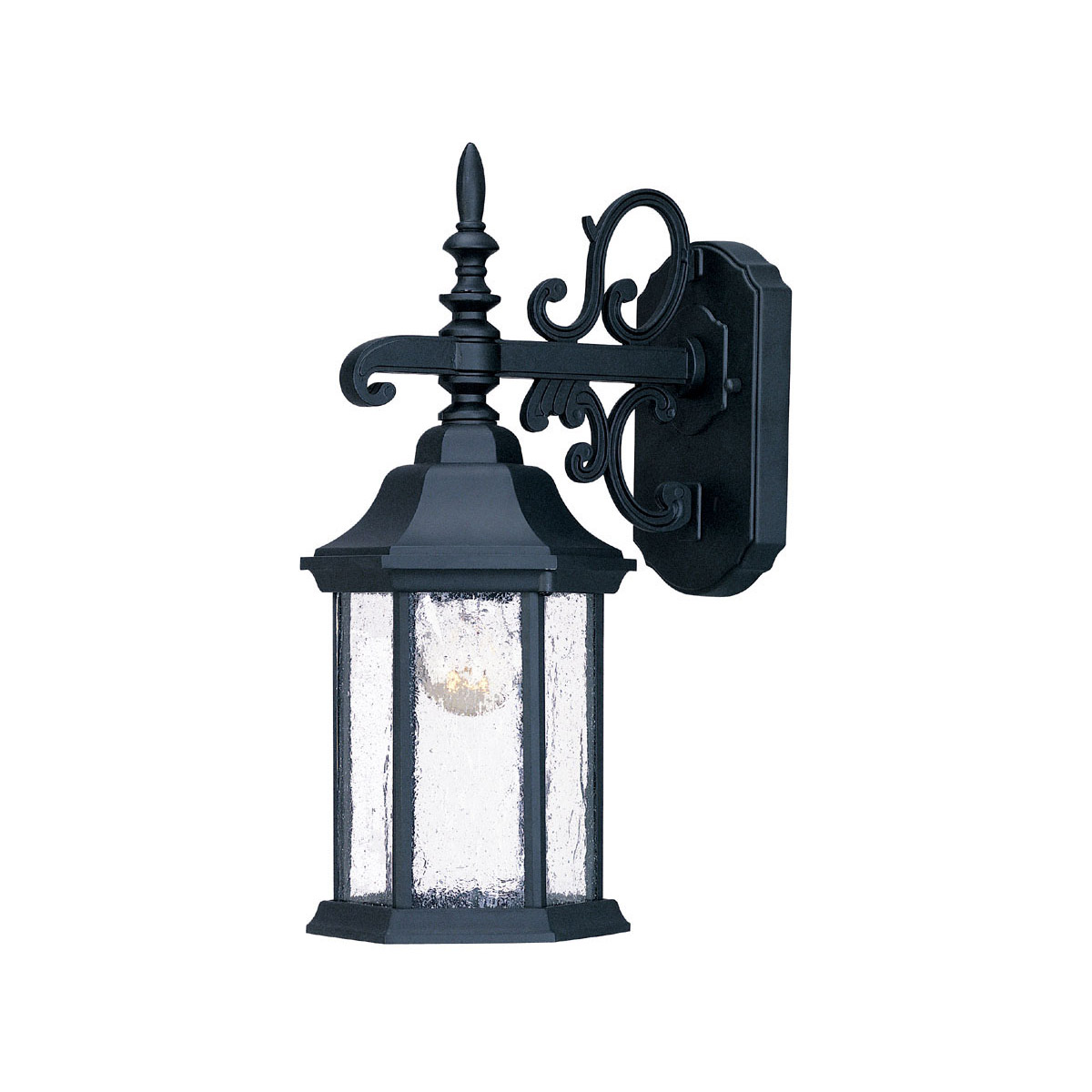 Madison 1 Light 16.75 inch Matte Black Exterior Wall Mount in Seeded