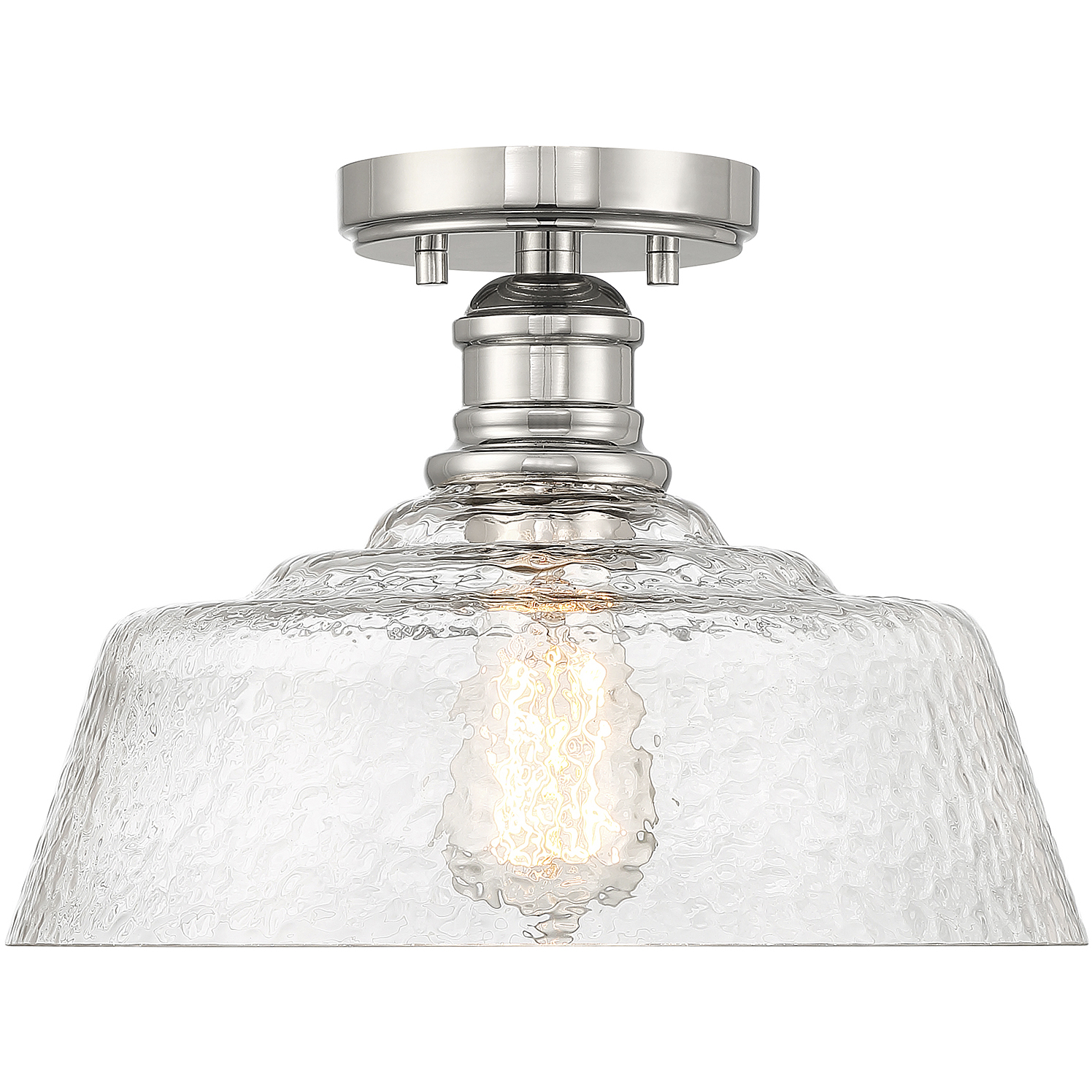 Vintage 1 Light 13 inch Polished Nickel Semi-Flush Ceiling Light