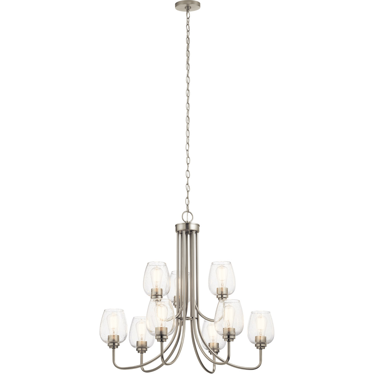 Valserrano 9 Light 31.75 inch Brushed Nickel Chandelier 2 Tier Ceiling Light in Clear Seeded, 2 Tier
