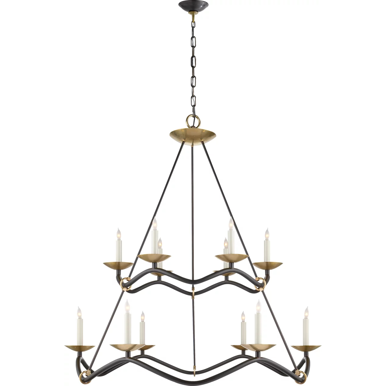 Barry Goralnick Choros 12 Light 42 inch Aged Iron Two-Tier Chandelier Ceiling Light