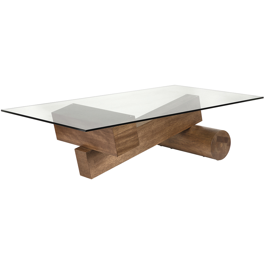 Calatrava 68 X 36 inch Dark Walnut and Glass Coffee Table