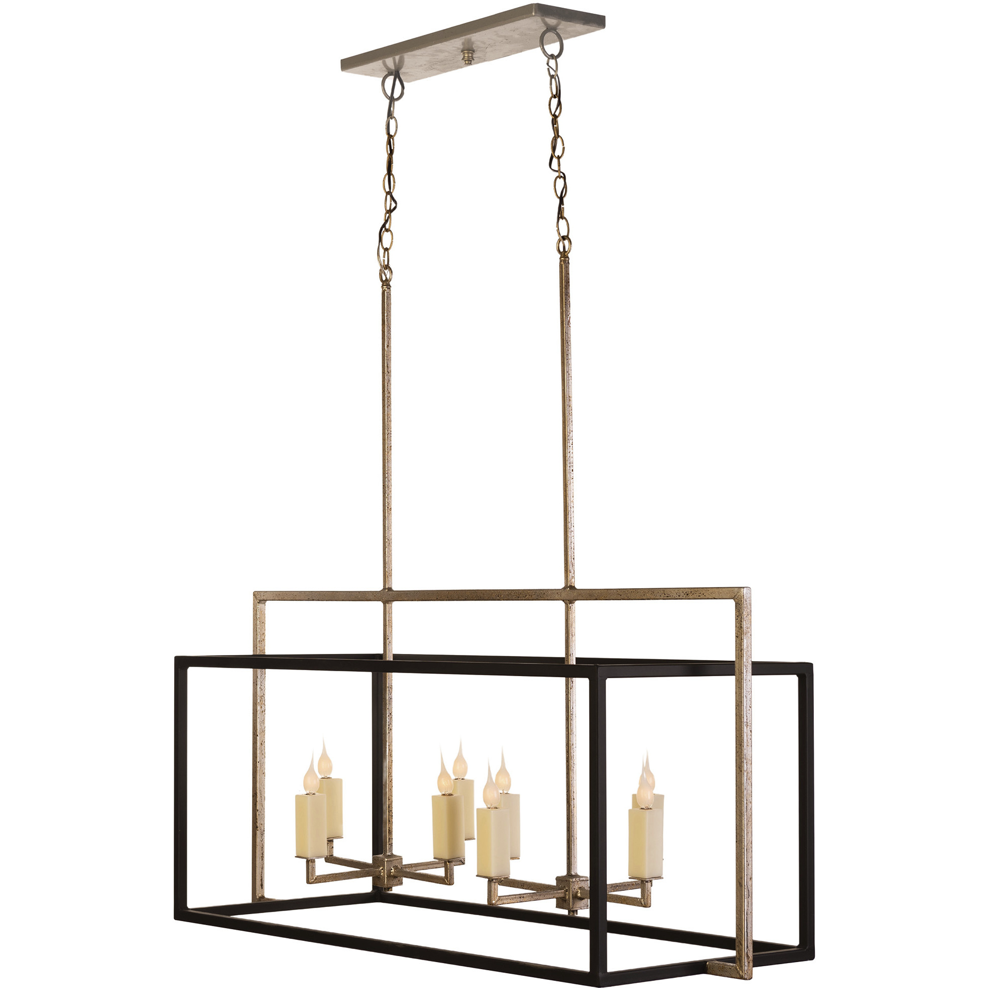 New Traditional 8 Light Matte Black and Antique Platinum Chandelier Ceiling Light