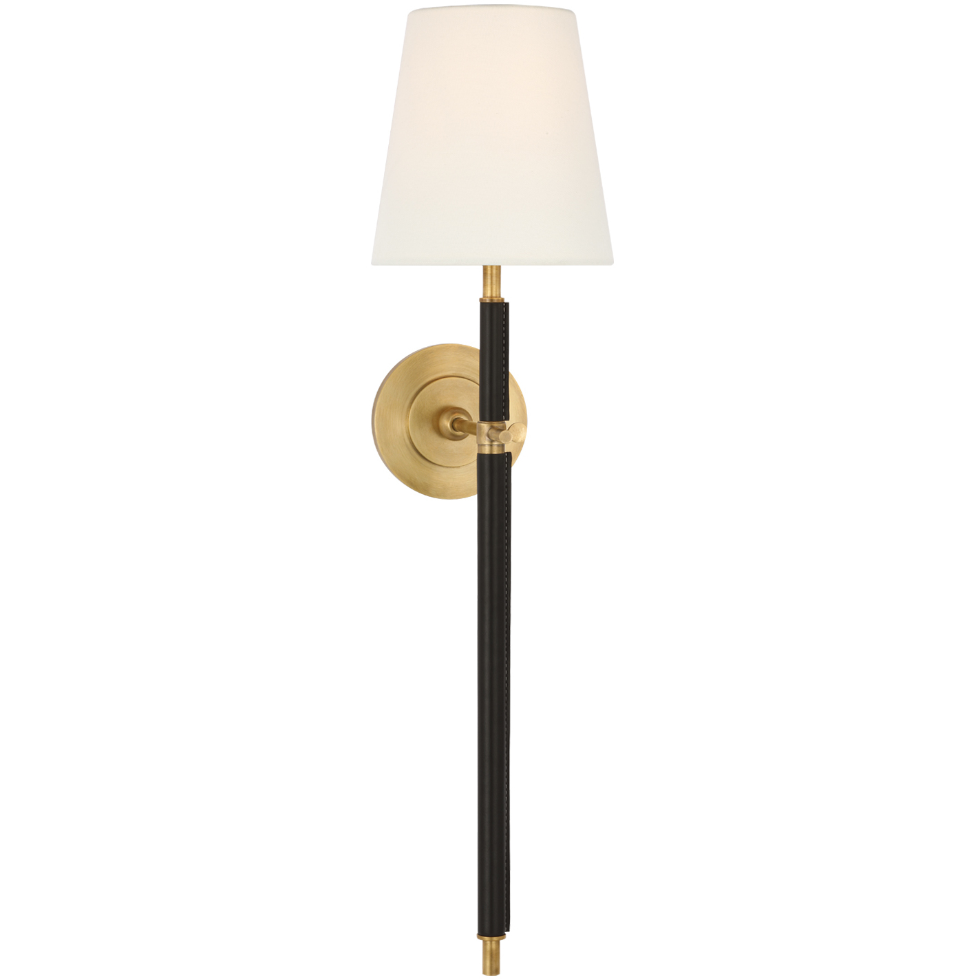 Thomas O'Brien Bryant2 LED 6.5 inch Hand-Rubbed Antique Brass and Chocolate Leather Wrapped Tail Sconce Wall Light, Large